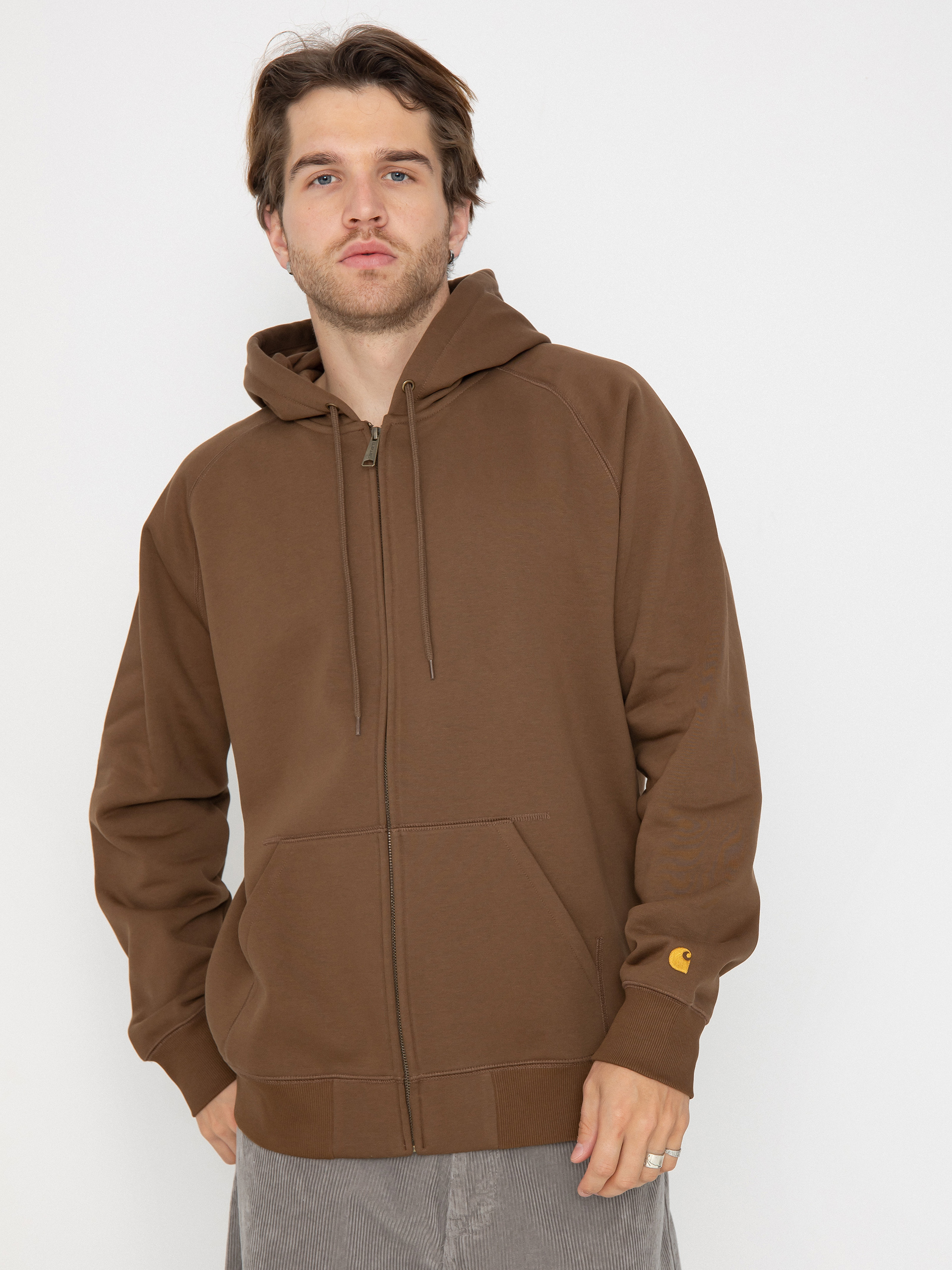 Mikina s kapucí Carhartt WIP Chase ZHD (chocolate/gold)