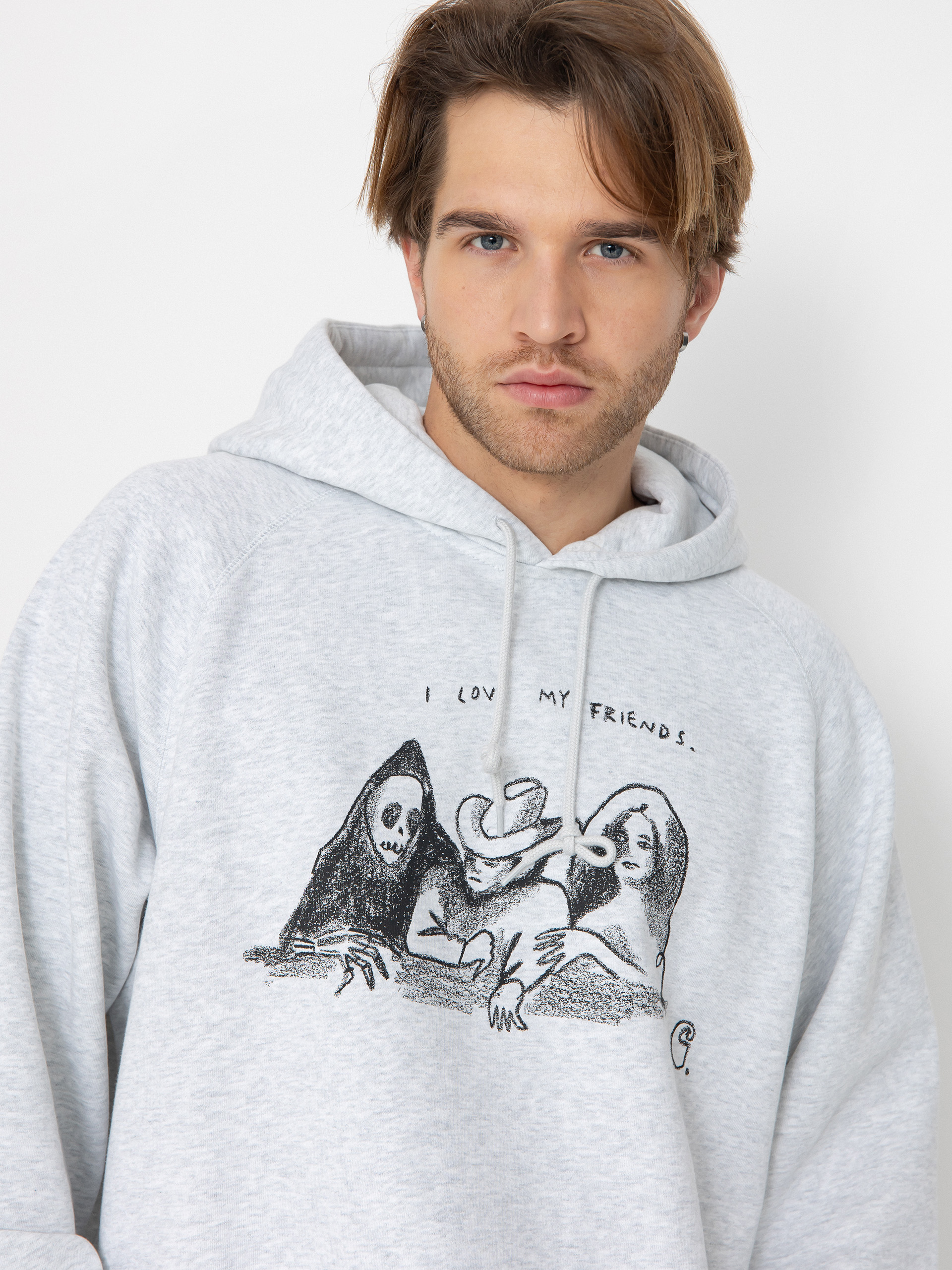 Mikina s kapucí Carhartt WIP Pepe Friends HD (ash heather/black)