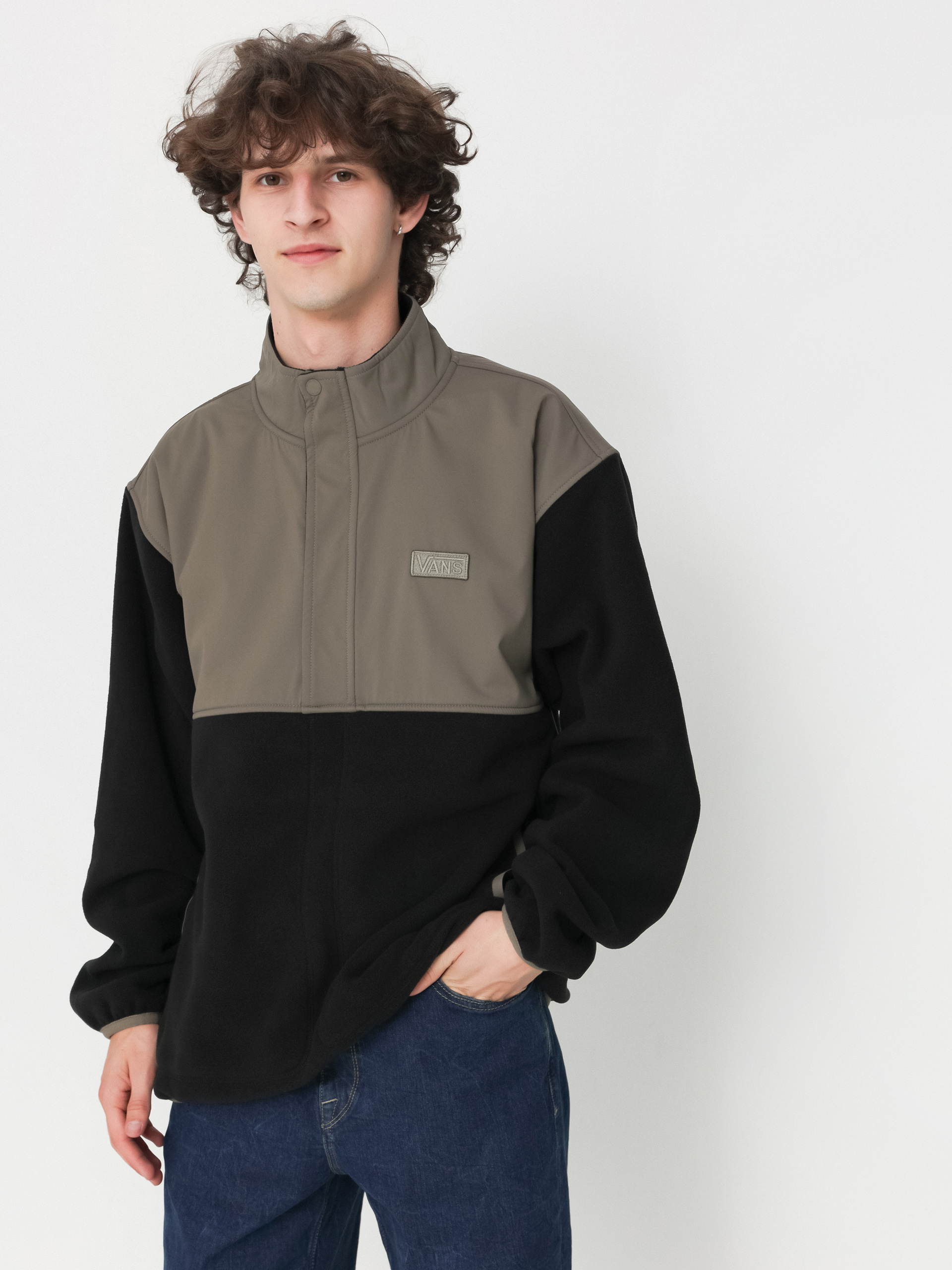 Fleecová mikina Vans Ranford Polar Fleece Loose Hz (black/bungee cord)