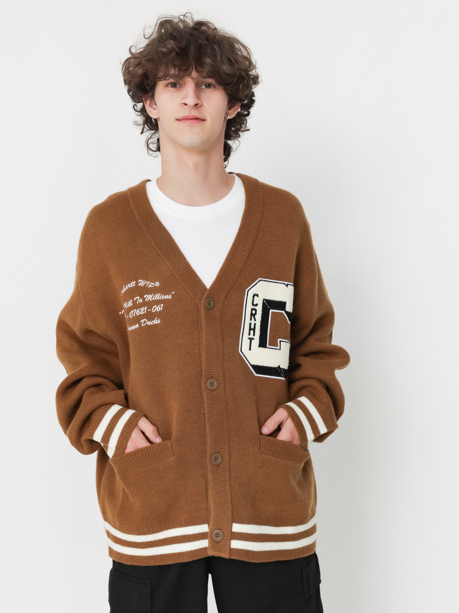 Svetr Carhartt WIP Brown Ducks Cardigan (hamilton brown/wax)
