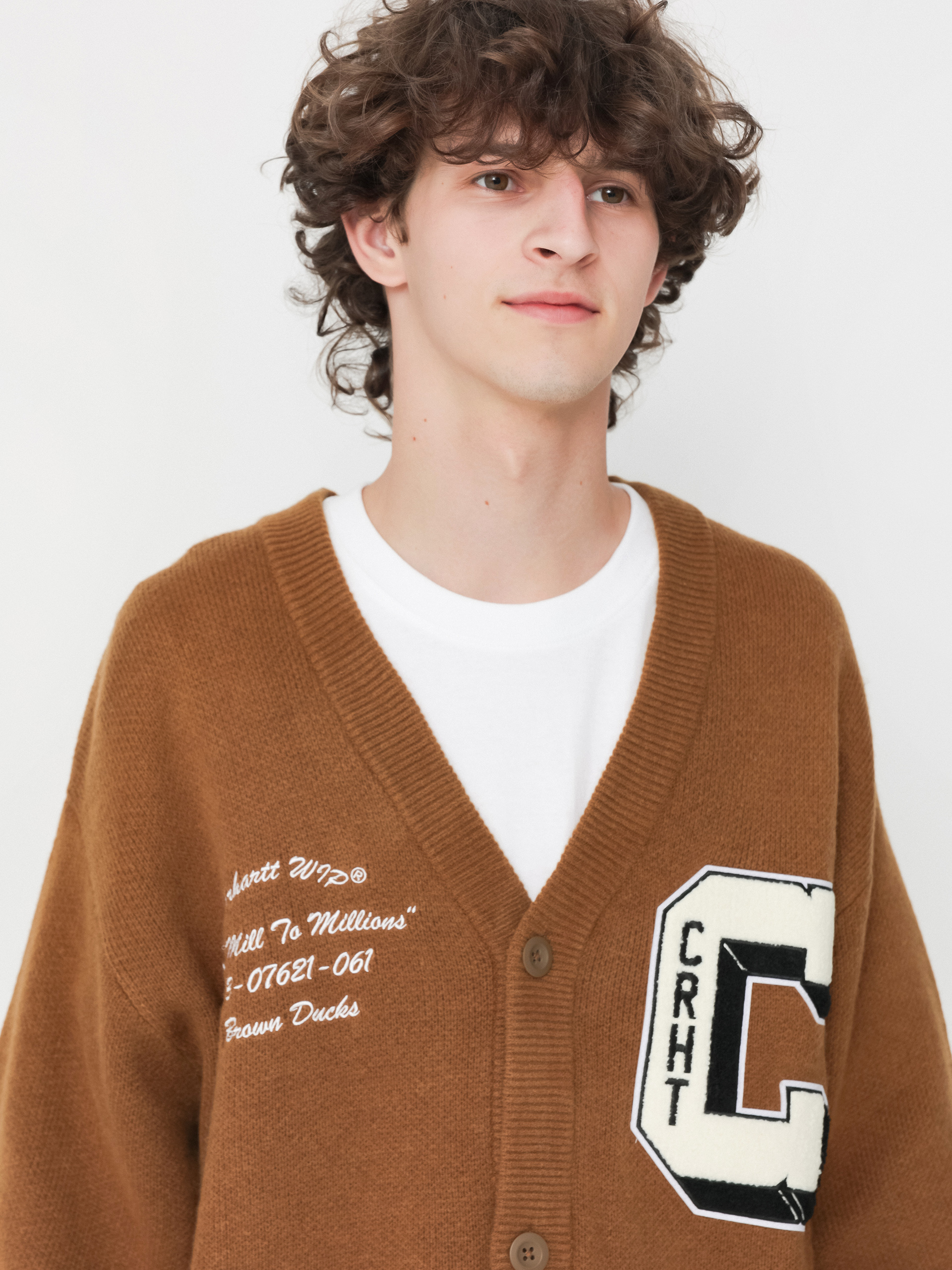 Svetr Carhartt WIP Brown Ducks Cardigan (hamilton brown/wax)