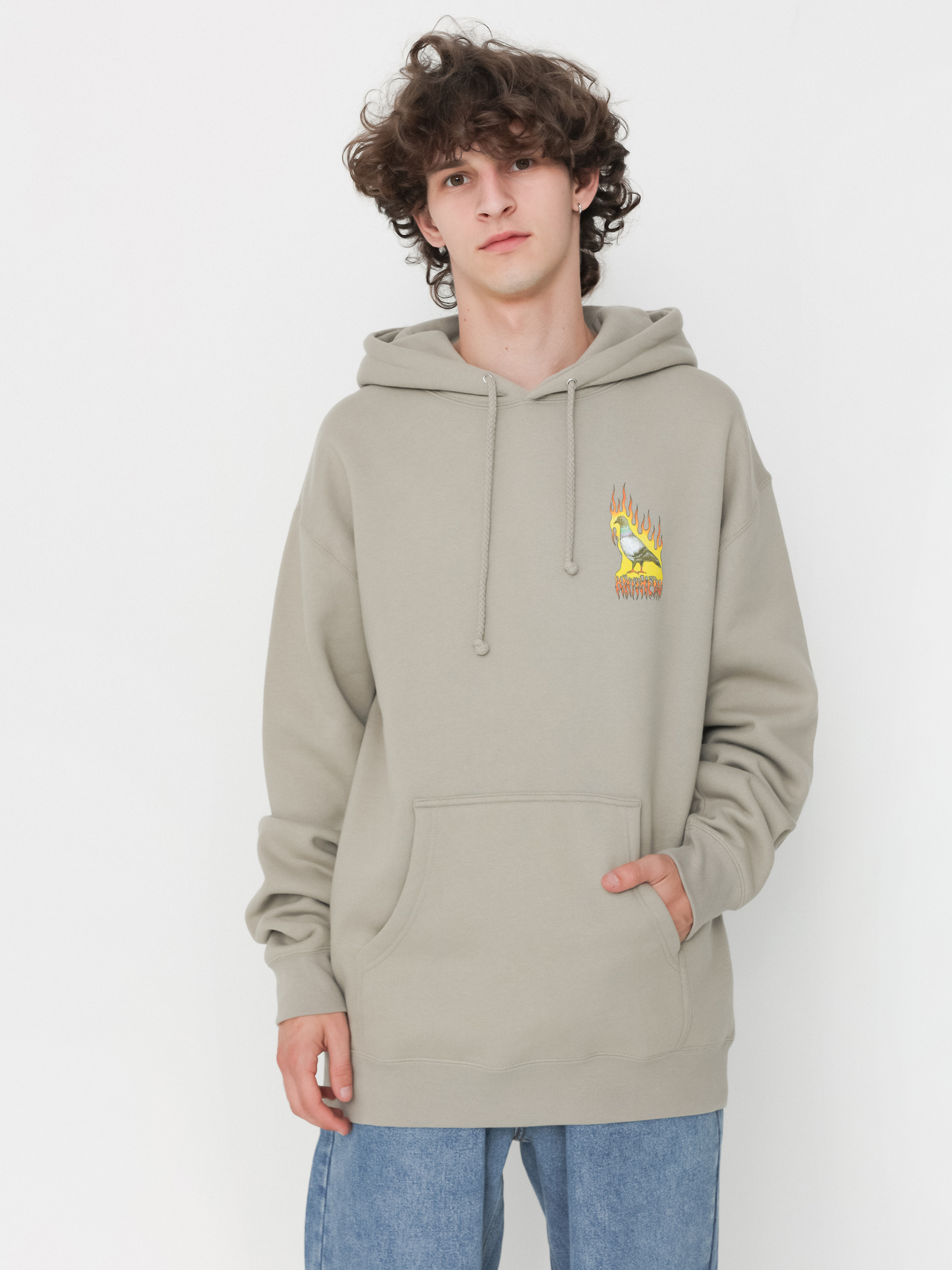 Mikina s kapucí Antihero Flame Pigeon Prm Pt HD (cmt/natural)