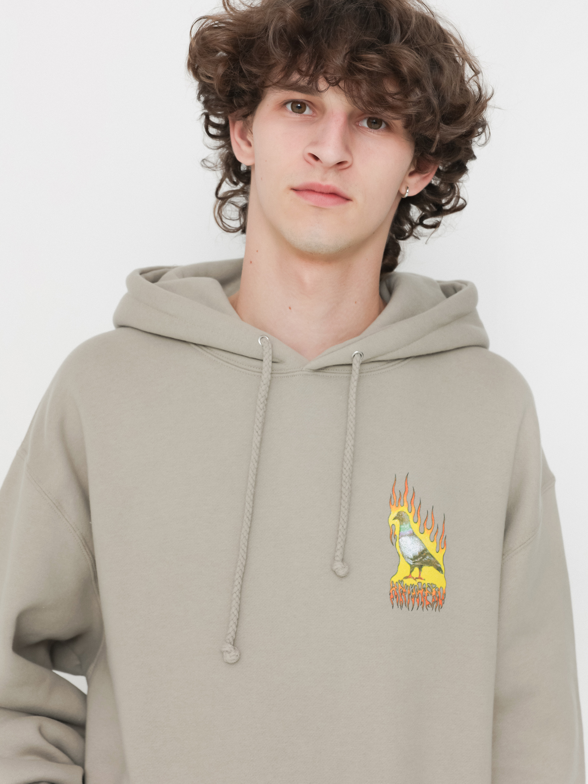 Mikina s kapucí Antihero Flame Pigeon Prm Pt HD (cmt/natural)