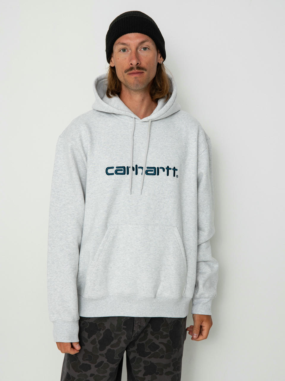 Mikina s kapucí Carhartt WIP Carhartt HD (ash heather/duck blue)