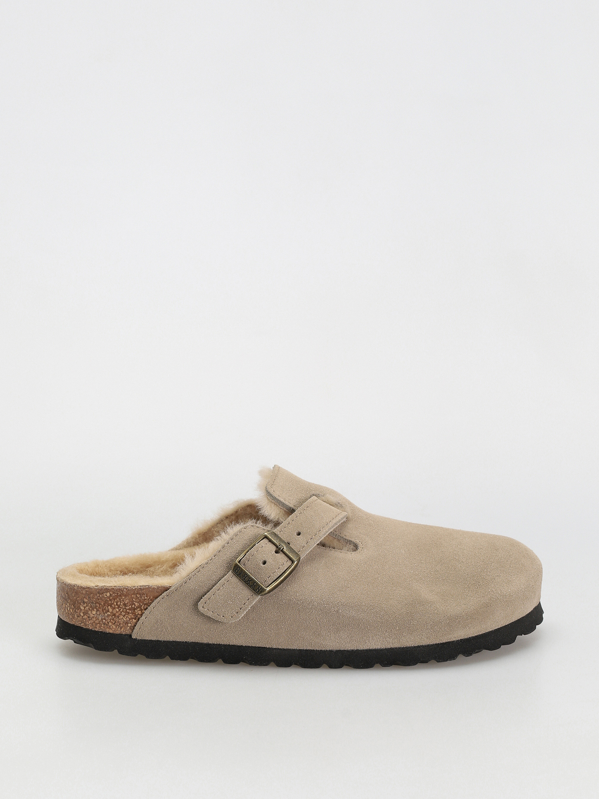 Plu00e1u017eovky Birkenstock Boston Shearling Suede Leather Fur Narrow Wmn (taupe)