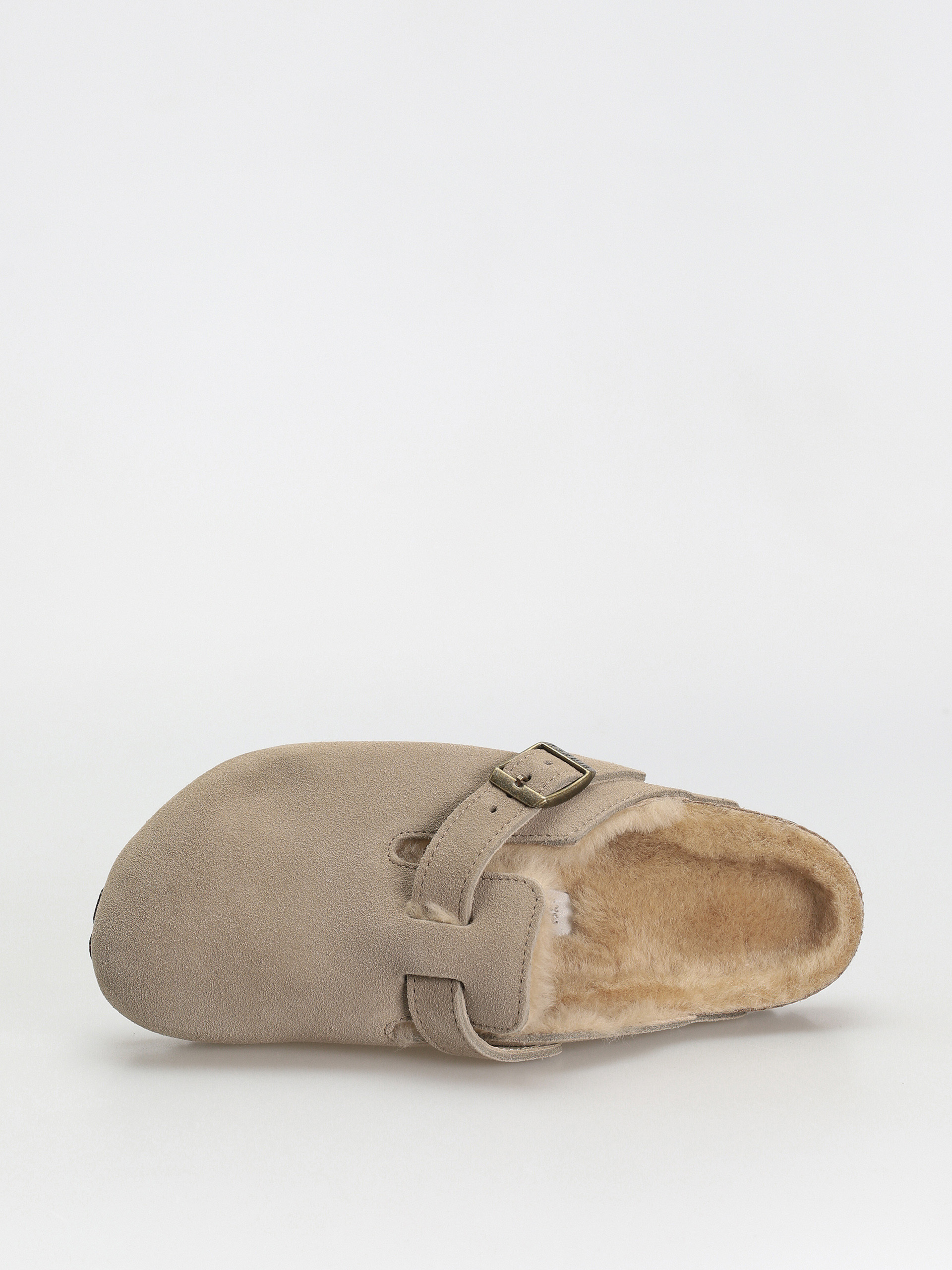Plážovky Birkenstock Boston Shearling Suede Leather Fur Narrow Wmn (taupe)
