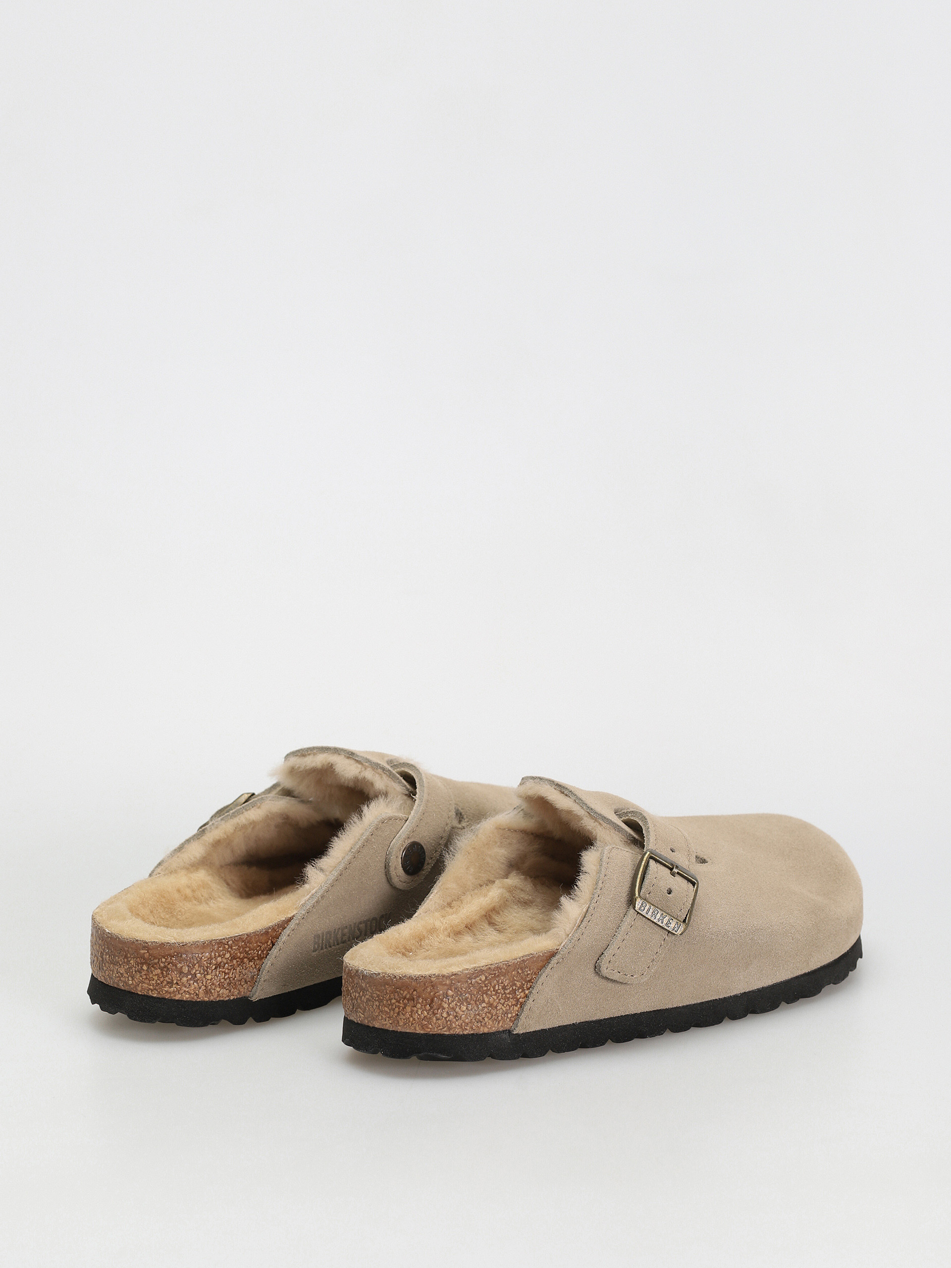 Plážovky Birkenstock Boston Shearling Suede Leather Fur Narrow Wmn (taupe)