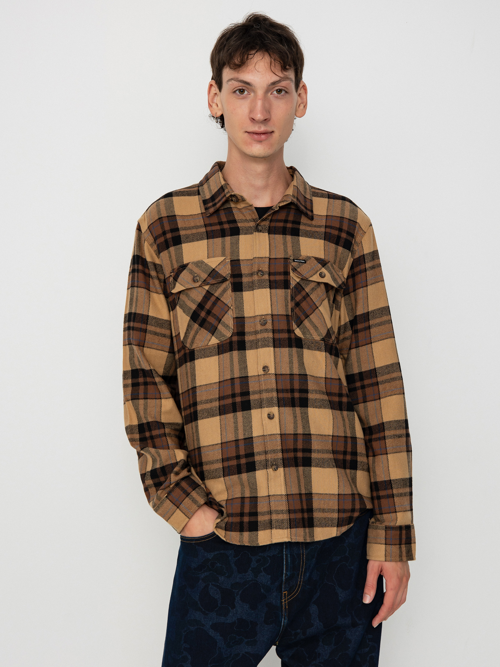Kou0161ile Brixton Bowery Flannel Ls (tiger's eye/pinecone brown/was)
