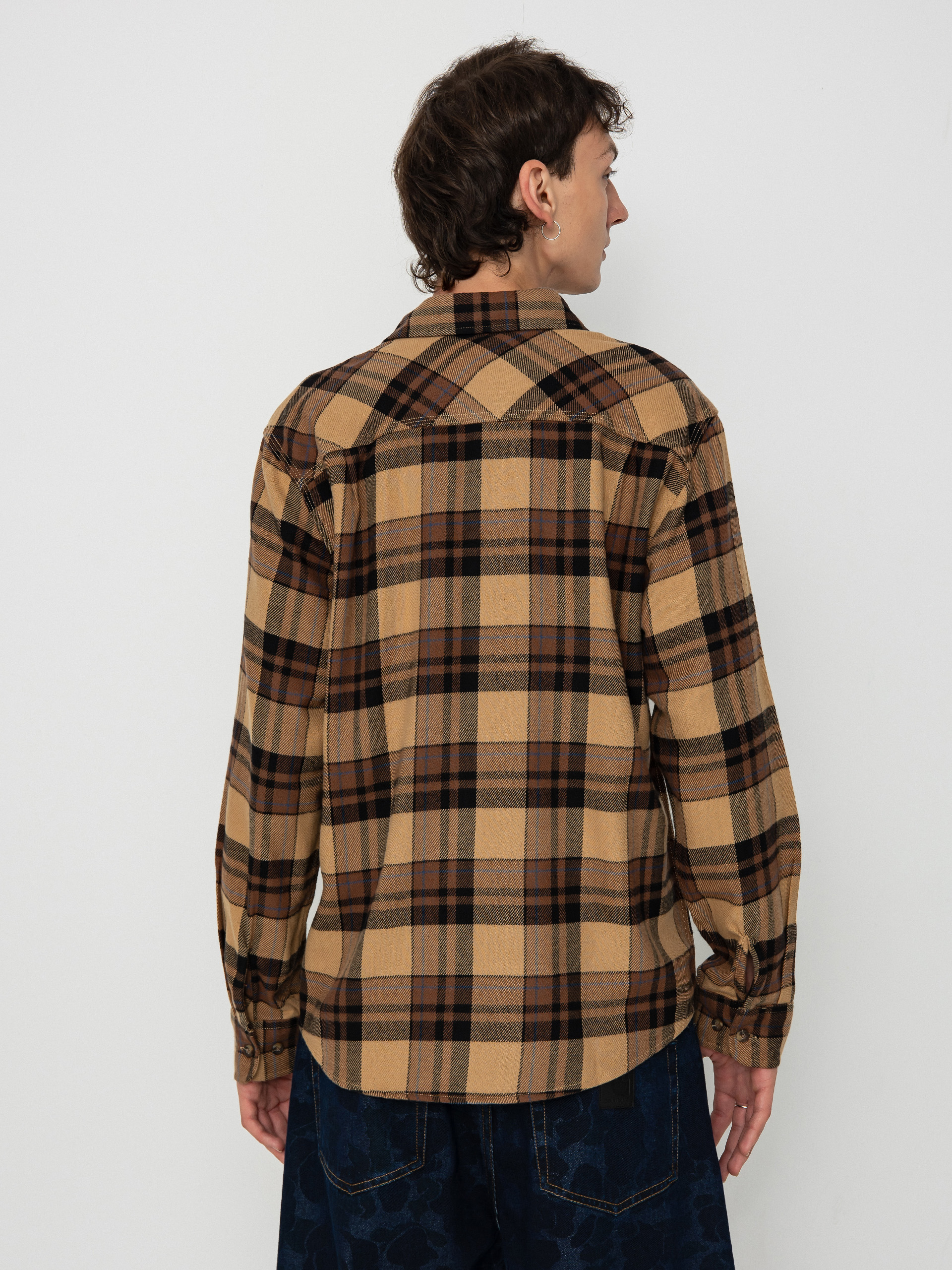 Košile Brixton Bowery Flannel Ls (tiger's eye/pinecone brown/was)