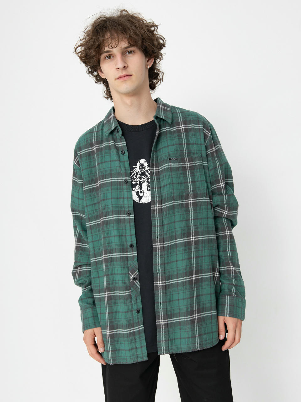 Košile Volcom Caden Plaid Ls (sea green)