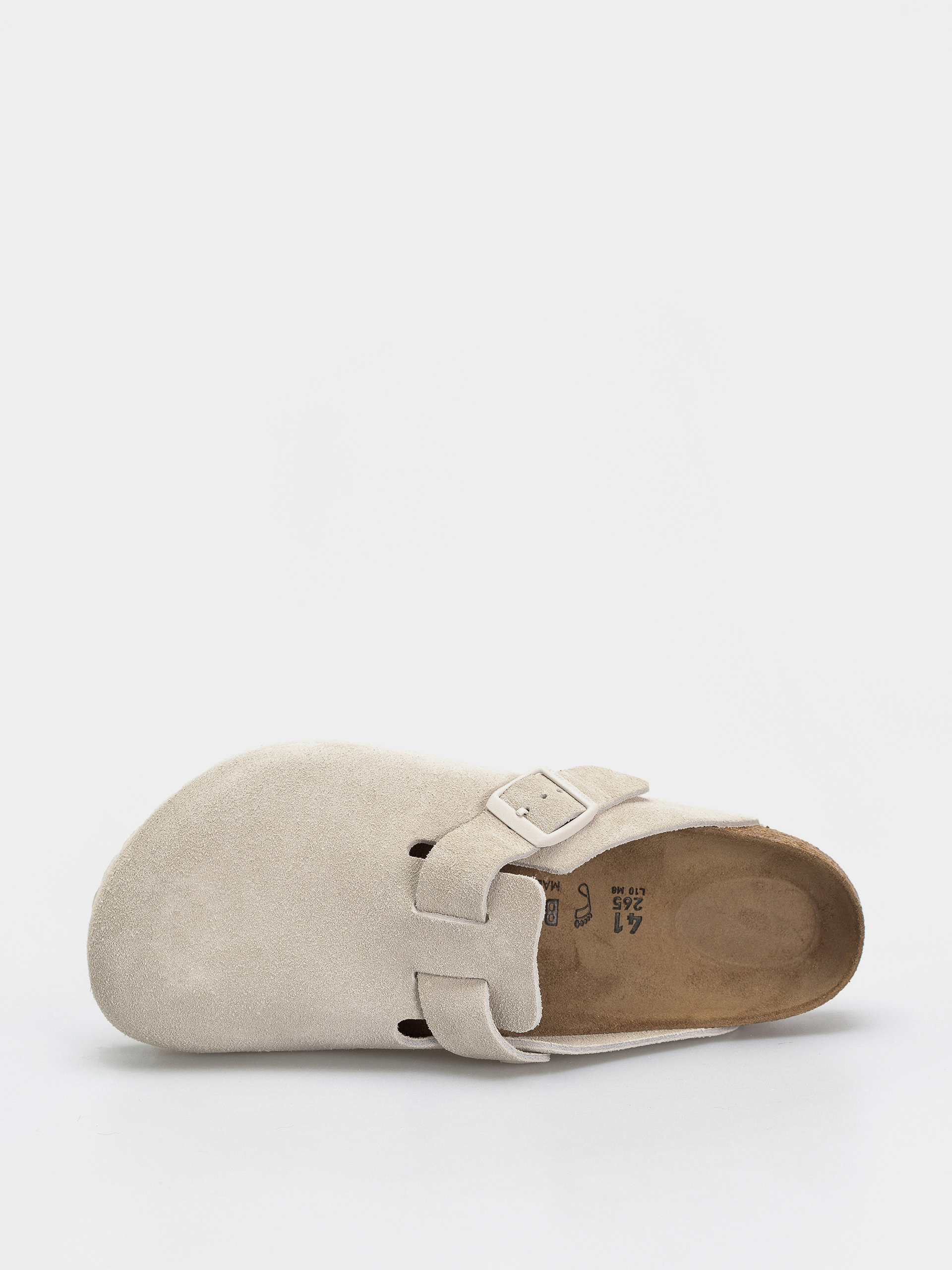 Plážovky Birkenstock Boston Suede Leather Regular (antique white)