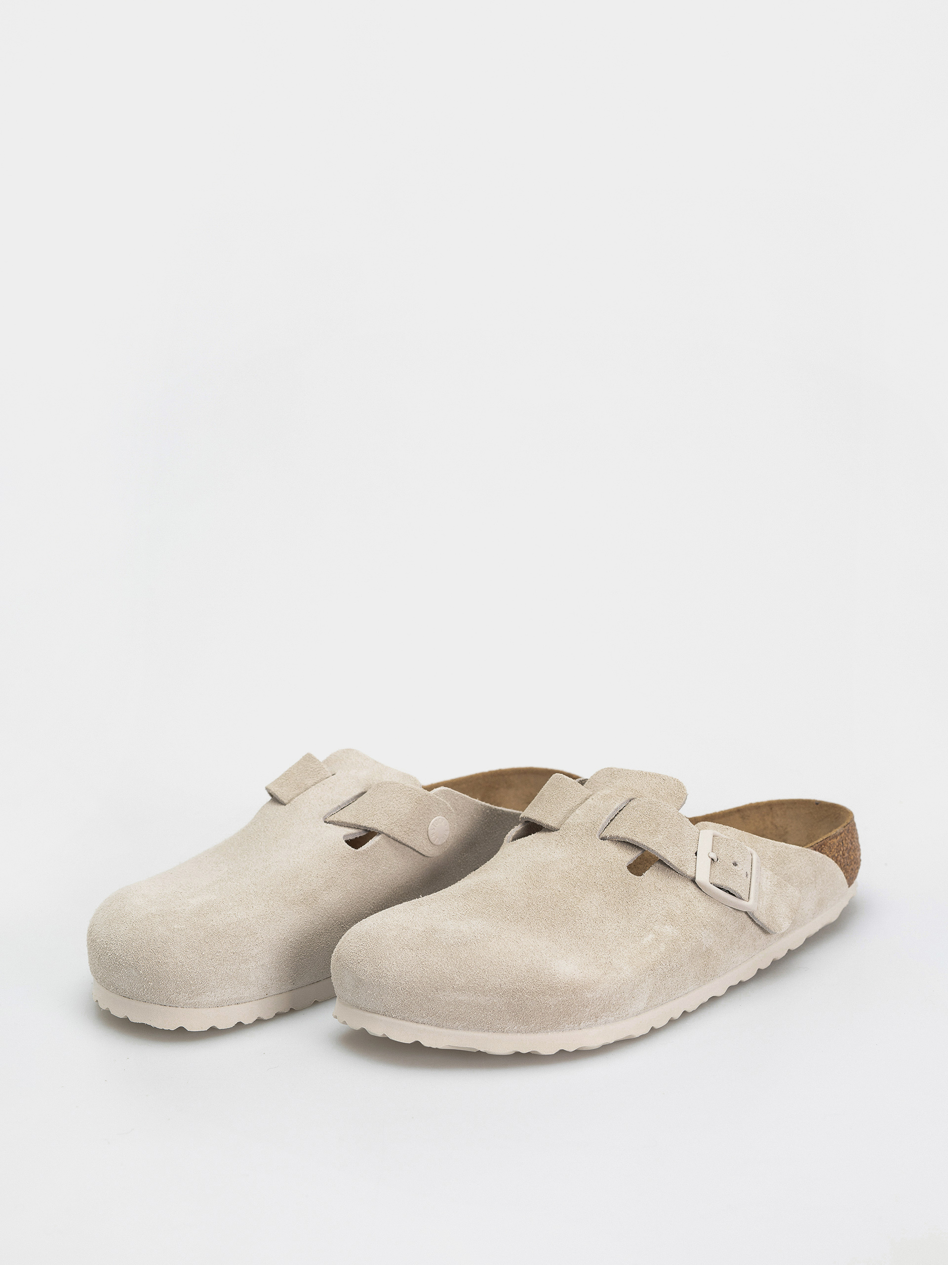 Plážovky Birkenstock Boston Suede Leather Regular (antique white)
