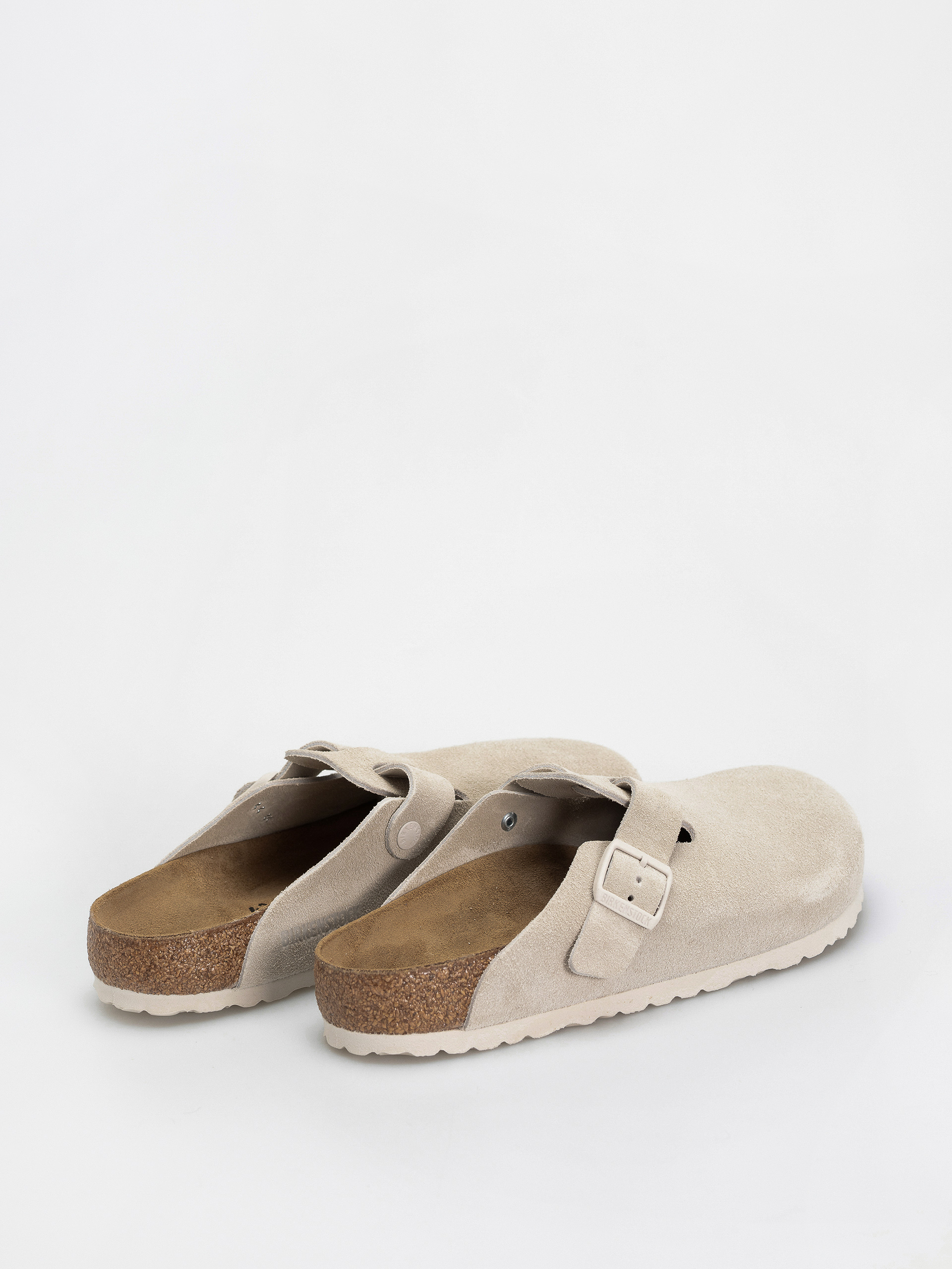 Plážovky Birkenstock Boston Suede Leather Regular (antique white)