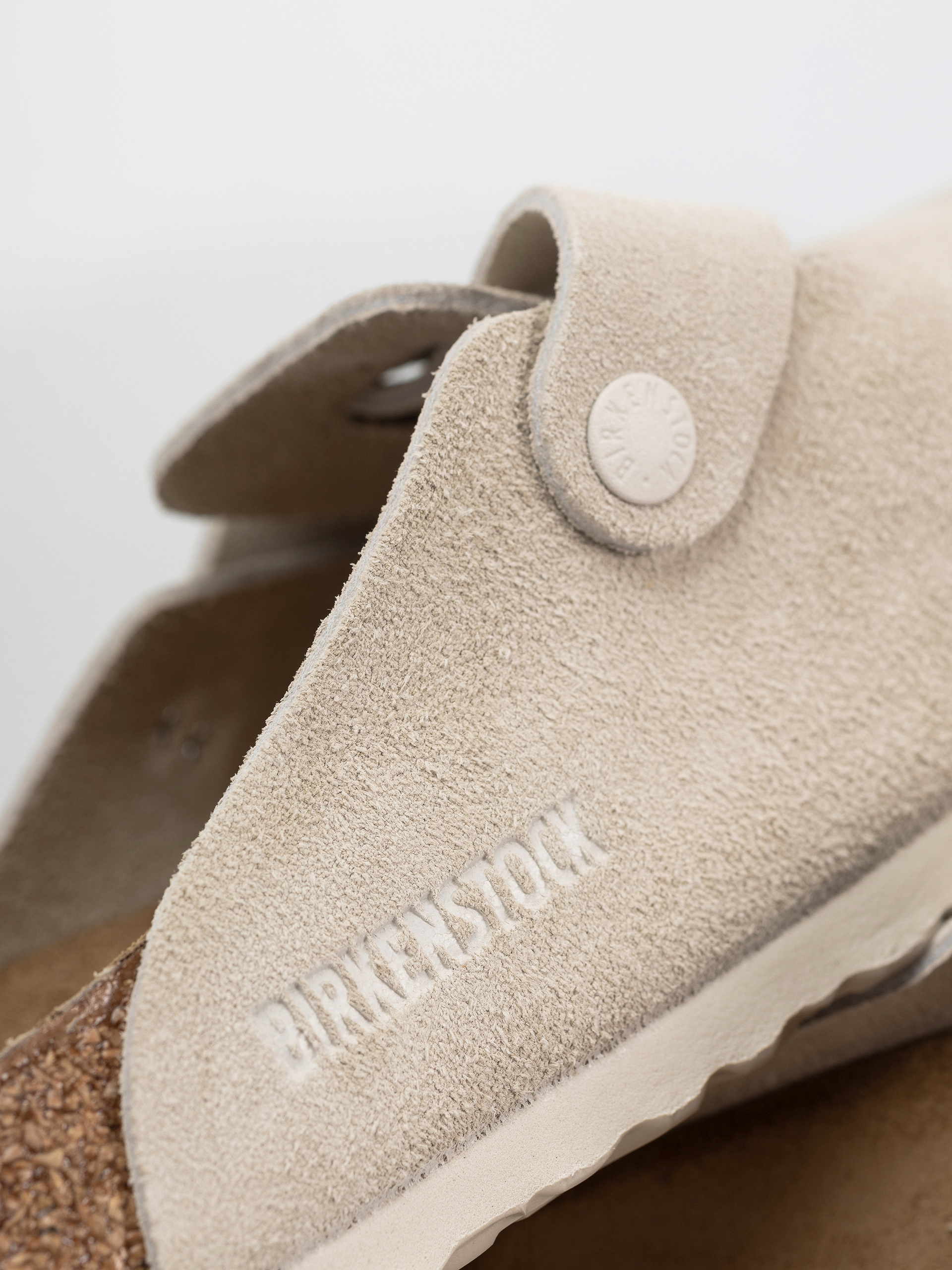 Plážovky Birkenstock Boston Suede Leather Regular (antique white)