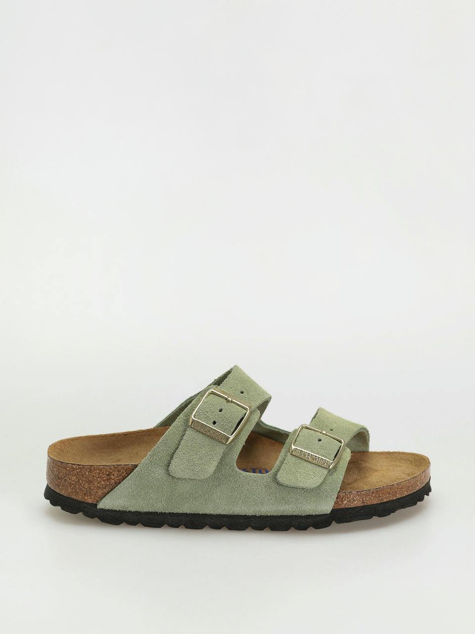 Plážovky Birkenstock Arizona Soft Footbed Suede Leather Narrow Wmn (green tea)