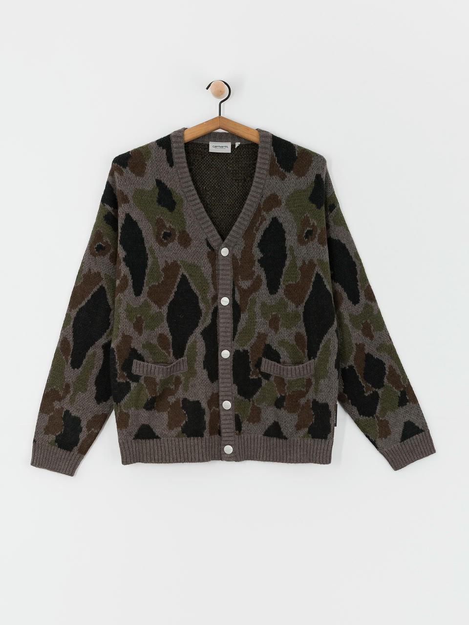 Svetr Carhartt WIP Merton Cardigan (camo duck jacquard/grey)