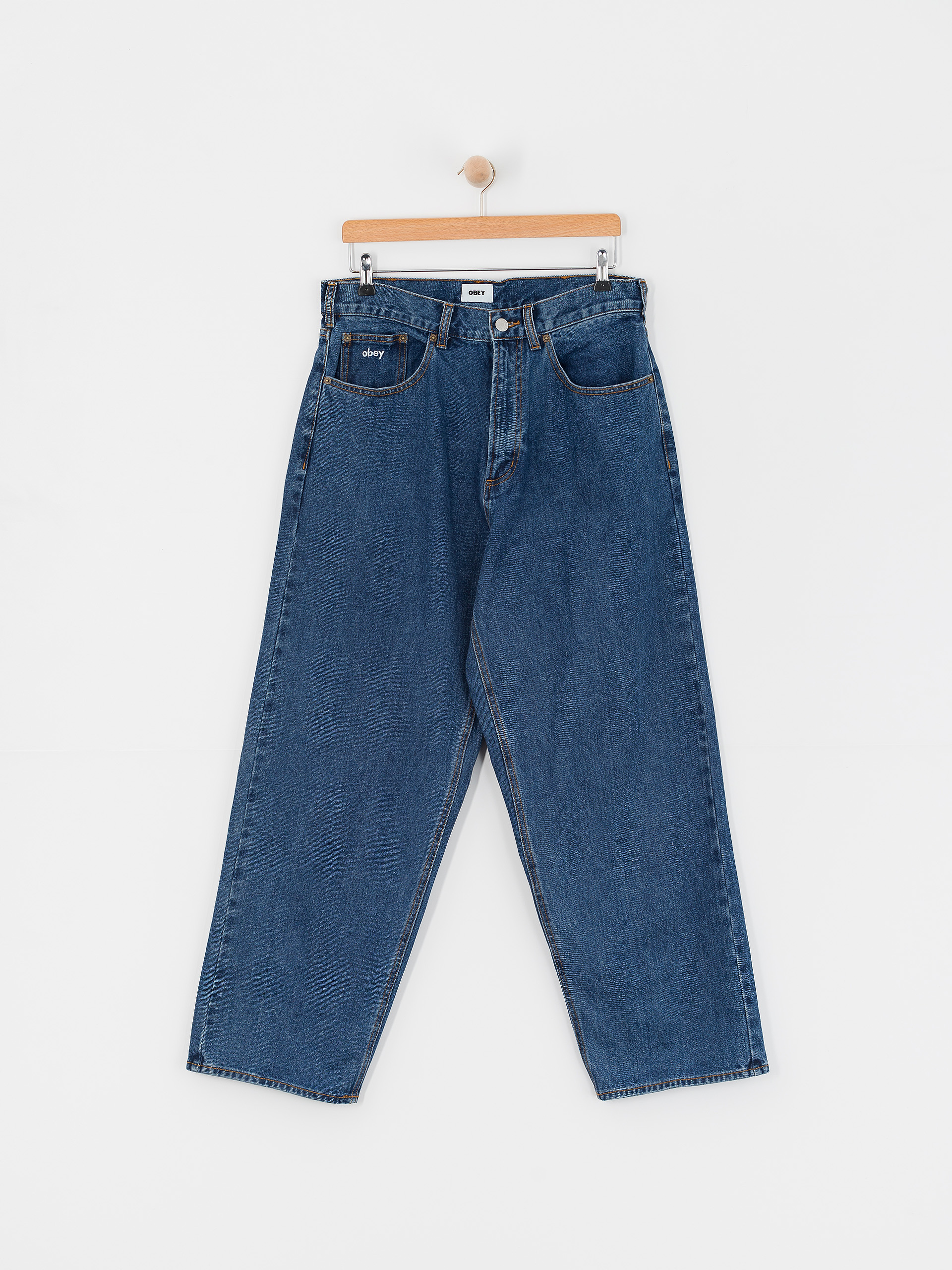 Kalhoty OBEY Bigwig Baggy Denim (stone wash indigo)