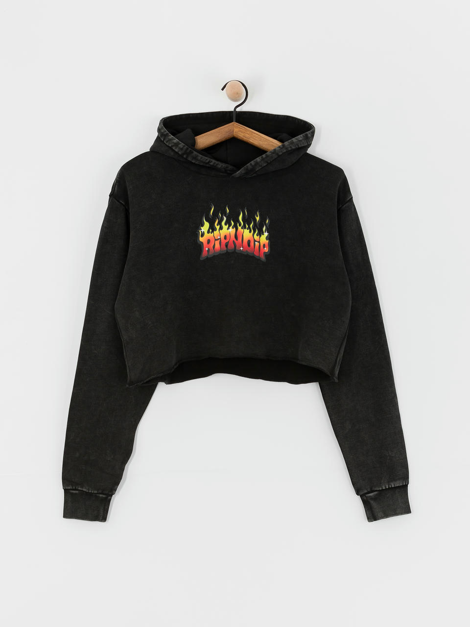 Mikina s kapucí RipNDip Scary Cute Cropped HD (black wash)