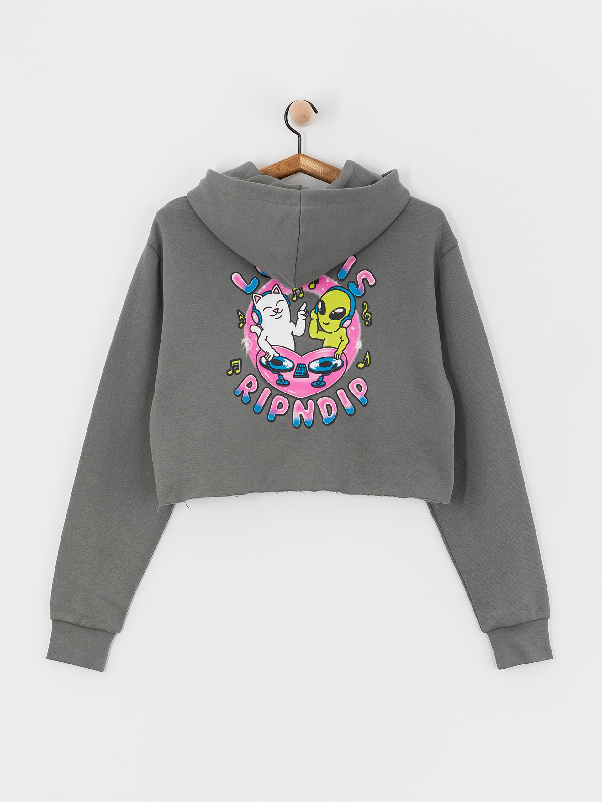 Mikina s kapucí RipNDip Love Is Ripndip Cropped HD (charcoal)