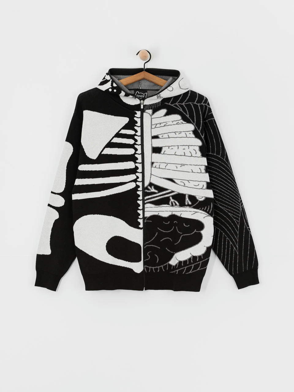 Mikina s kapucí RipNDip Skelly Nerm Knit HD (black/white)