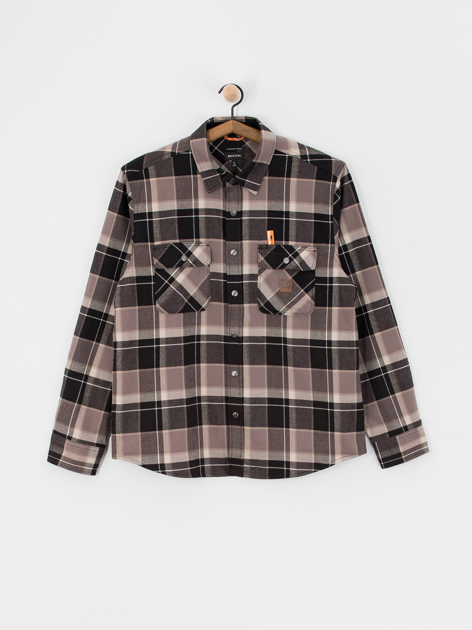 Košile Brixton Builders Bowery Str Wr Ls (black/charcoal/beige)