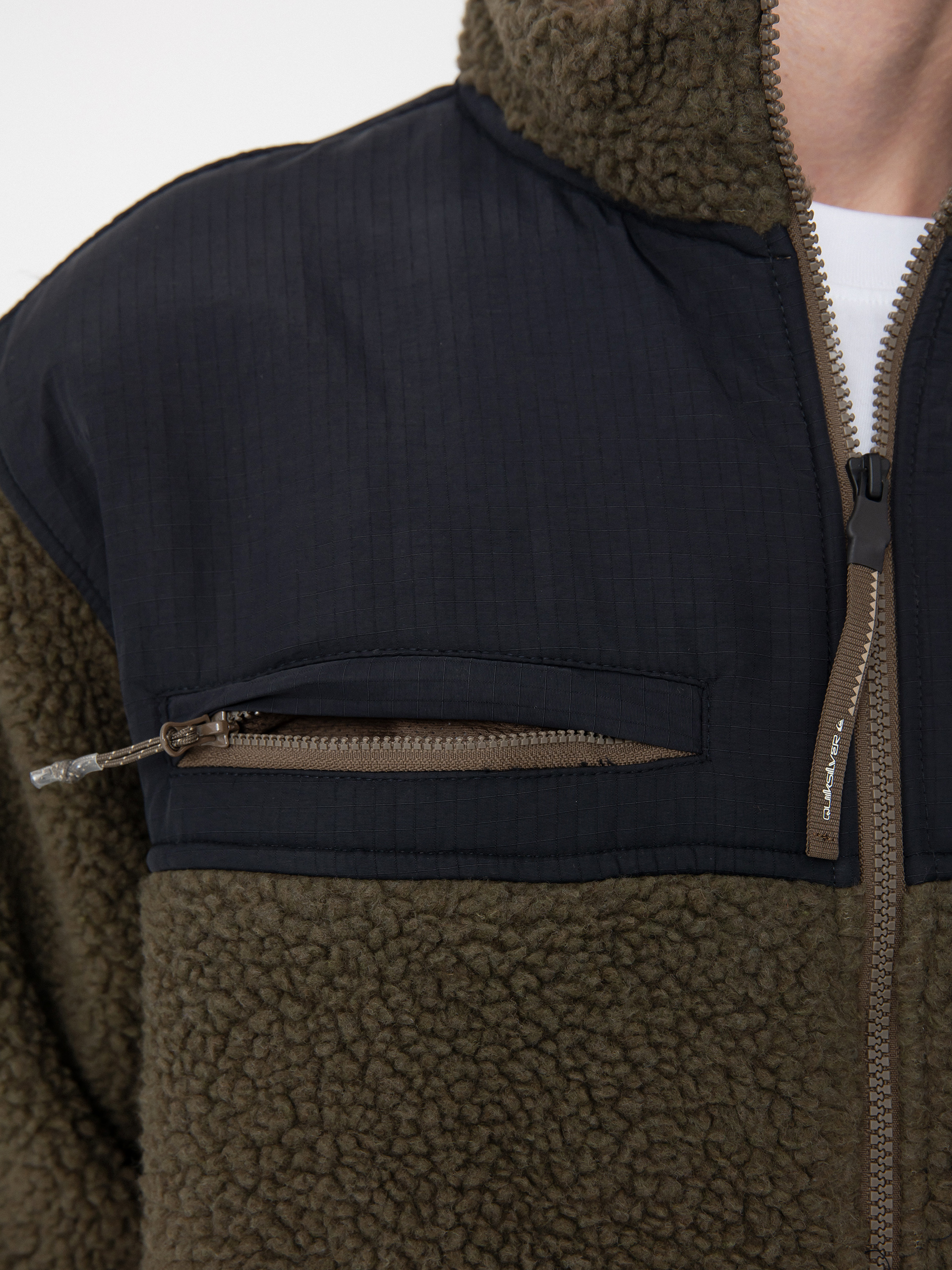 Pánský Fleecová mikina Quiksilver Shallow Water FZ (canteen)