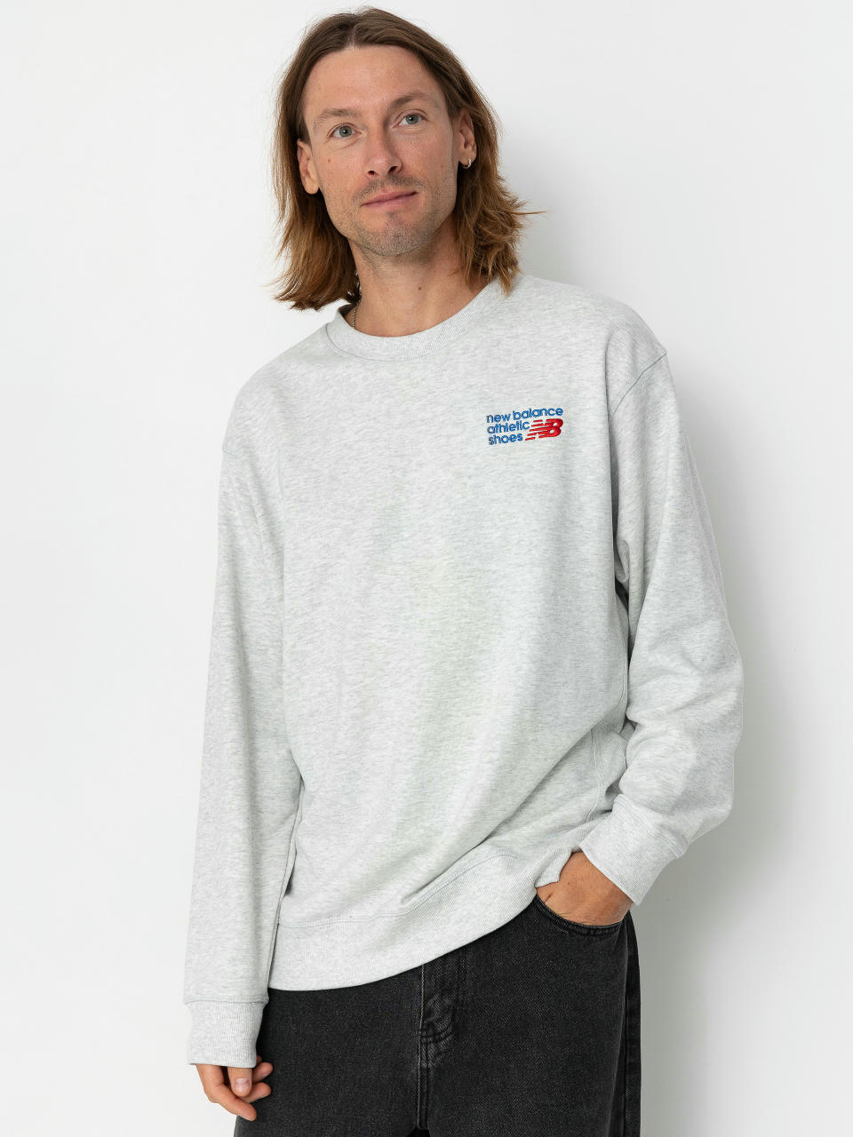 Mikina New Balance Athletics Premium Logo Crew (ashheather)