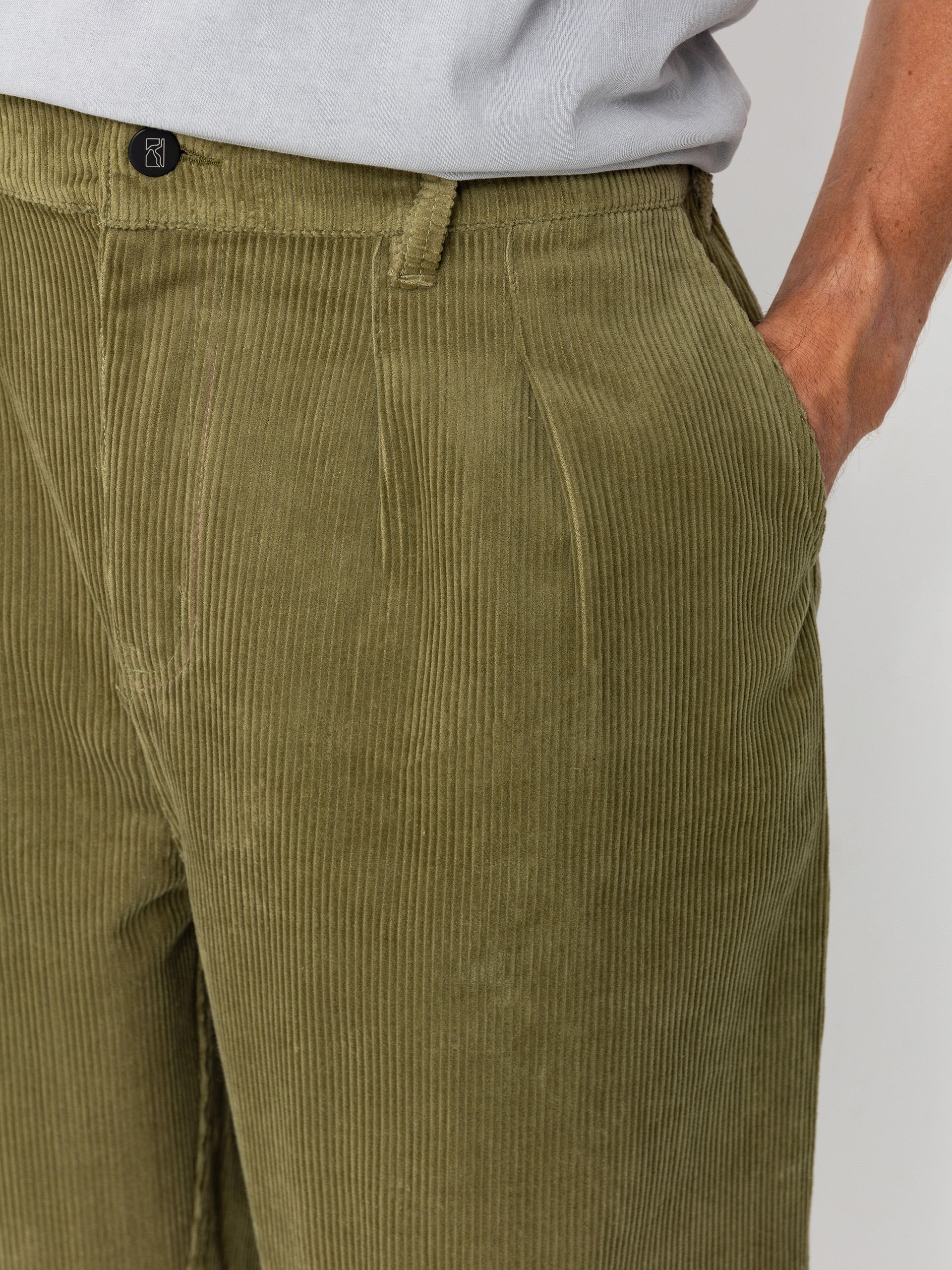 Kalhoty Poetic Collective Ballon (olive green corduroy)