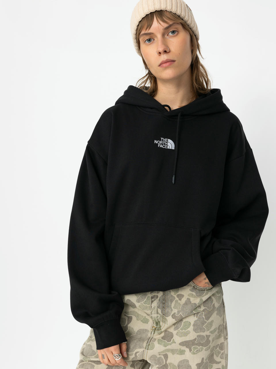 Mikina s kapucí The North Face Essential Oversize HD Wmn (tnf black)