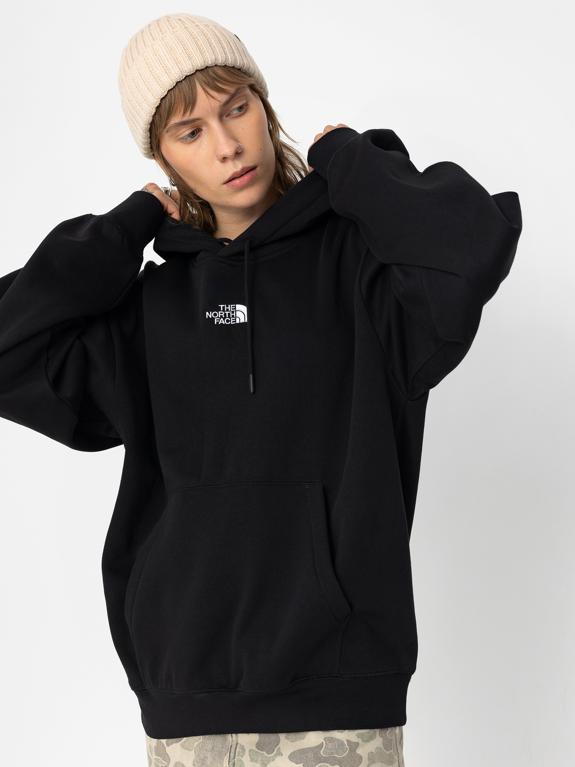 Mikina s kapucí The North Face Essential Oversize HD Wmn (tnf black)