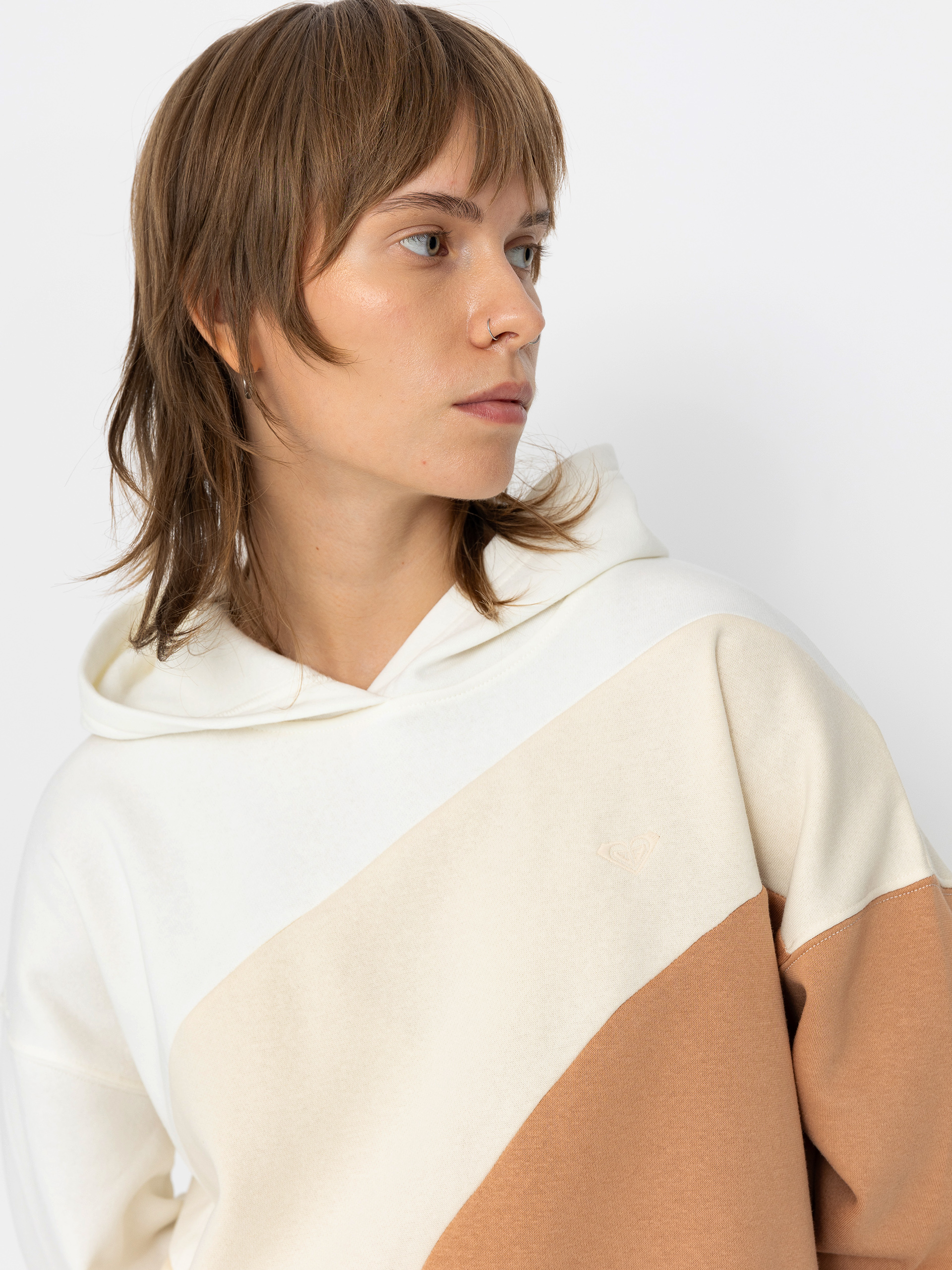 Mikina s kapucí Roxy Waving Heart HD Wmn (parchment)