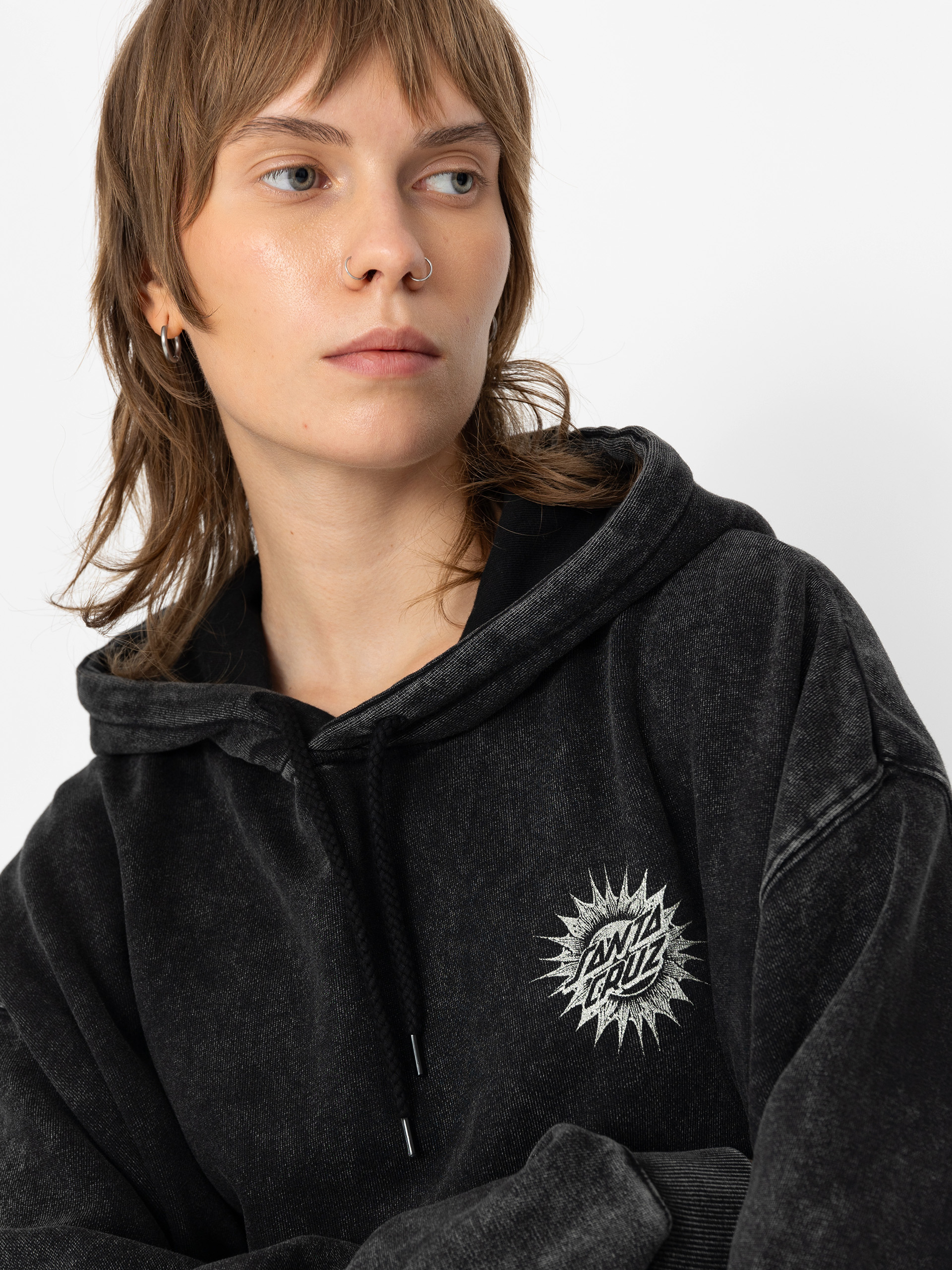 Mikina Santa Cruz Ornate Dot Wmn (black acid wash)