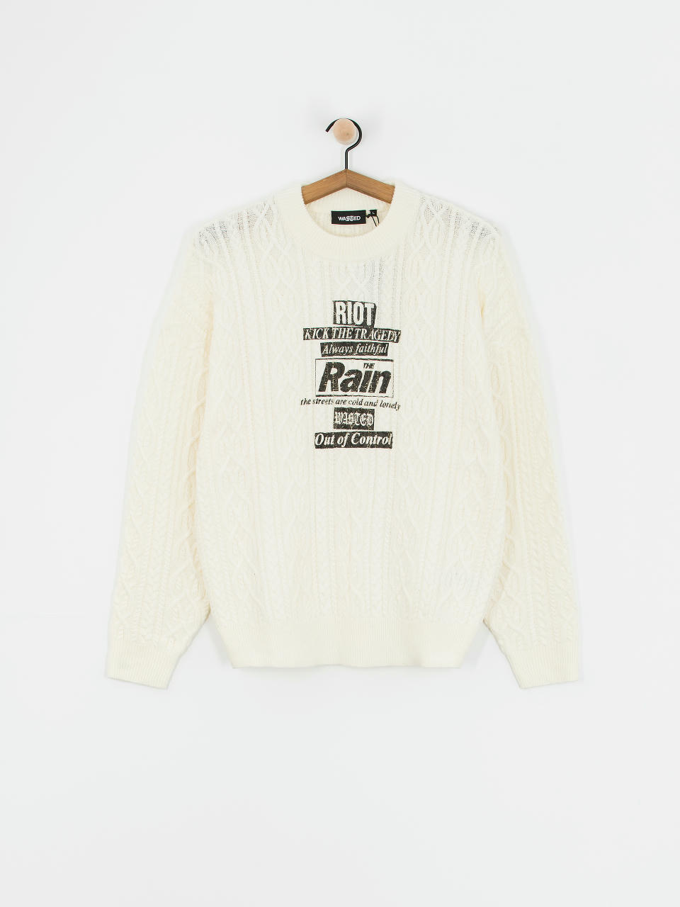 Svetr Wasted Paris Rain Cable Knit (off white)