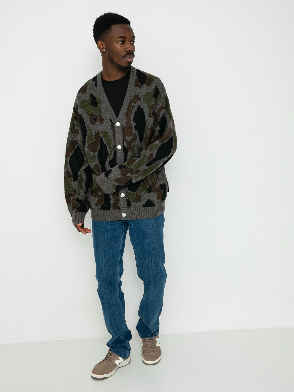 Svetr Carhartt WIP Merton Cardigan (camo duck jacquard/grey)