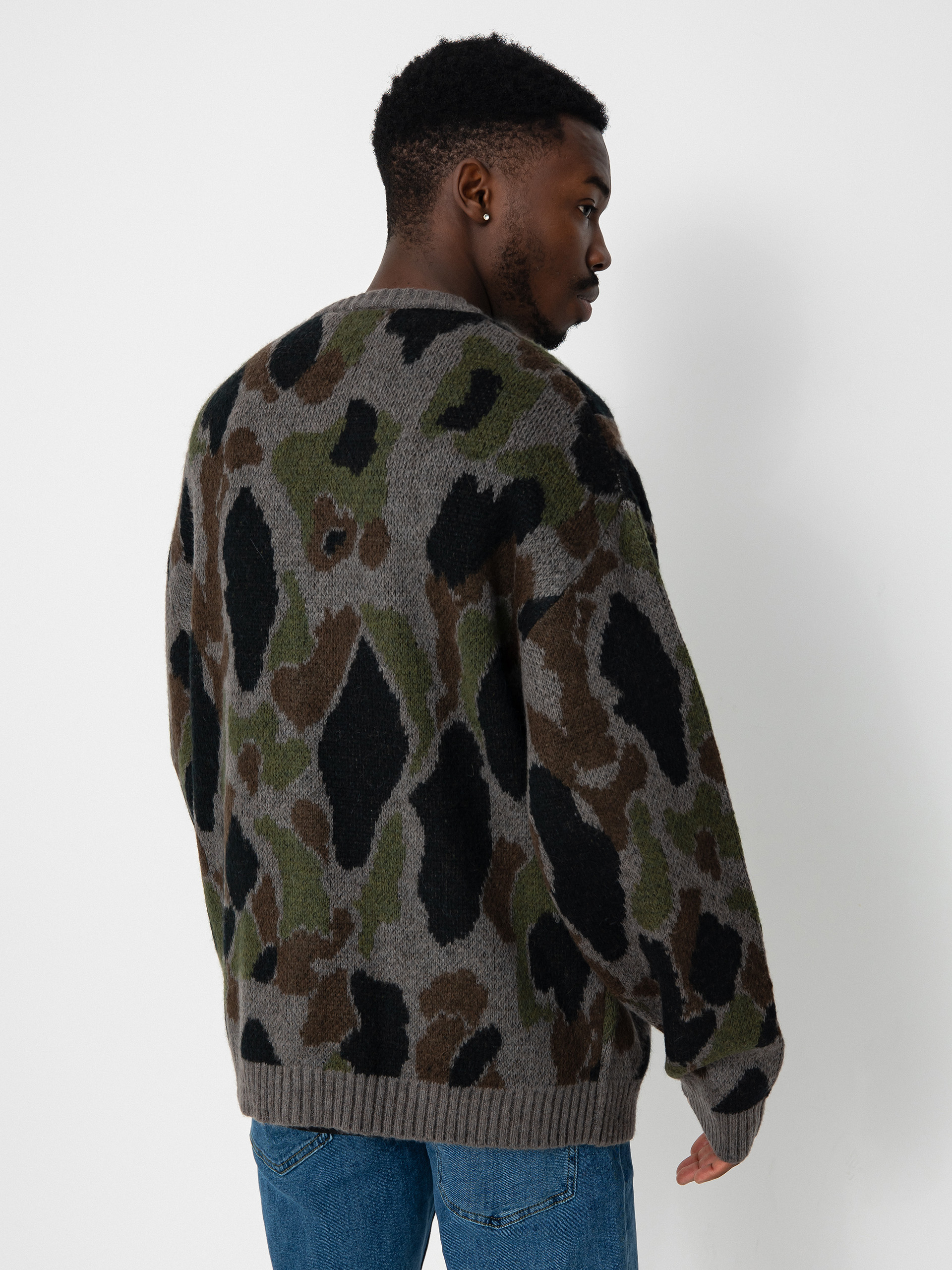 Svetr Carhartt WIP Merton Cardigan (camo duck jacquard/grey)