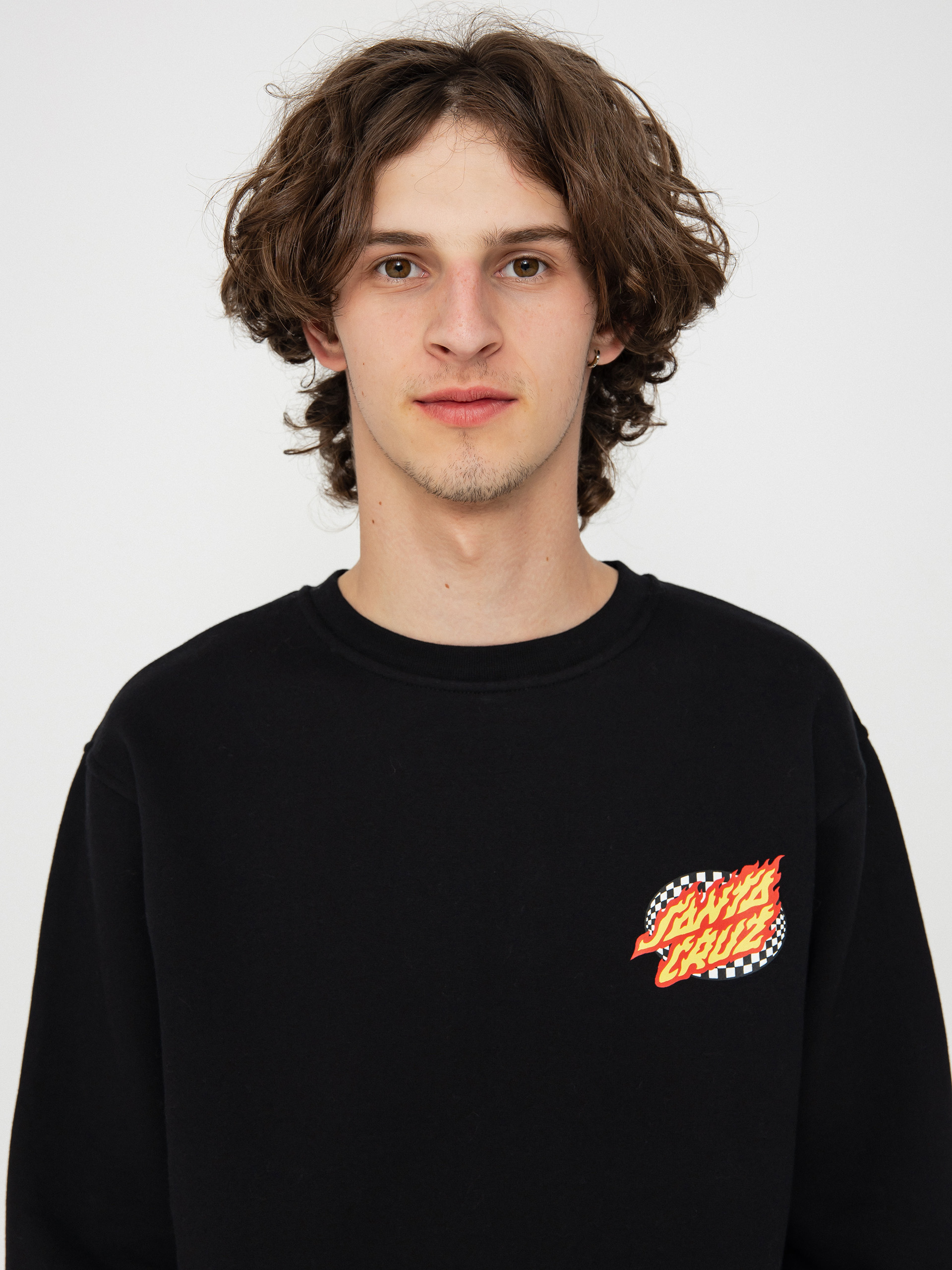 Mikina Santa Cruz Oval Check Flame (black)