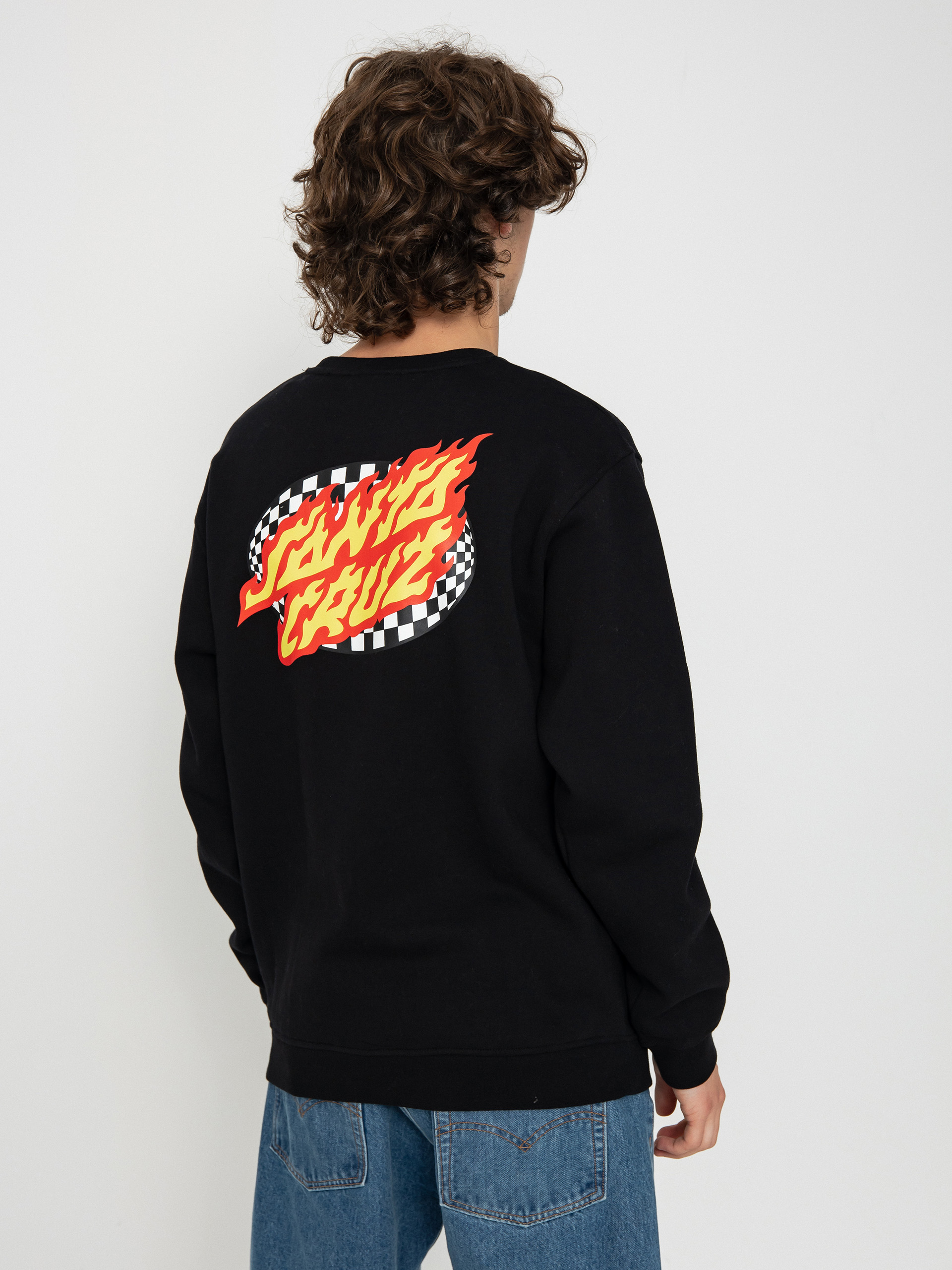 Mikina Santa Cruz Oval Check Flame (black)