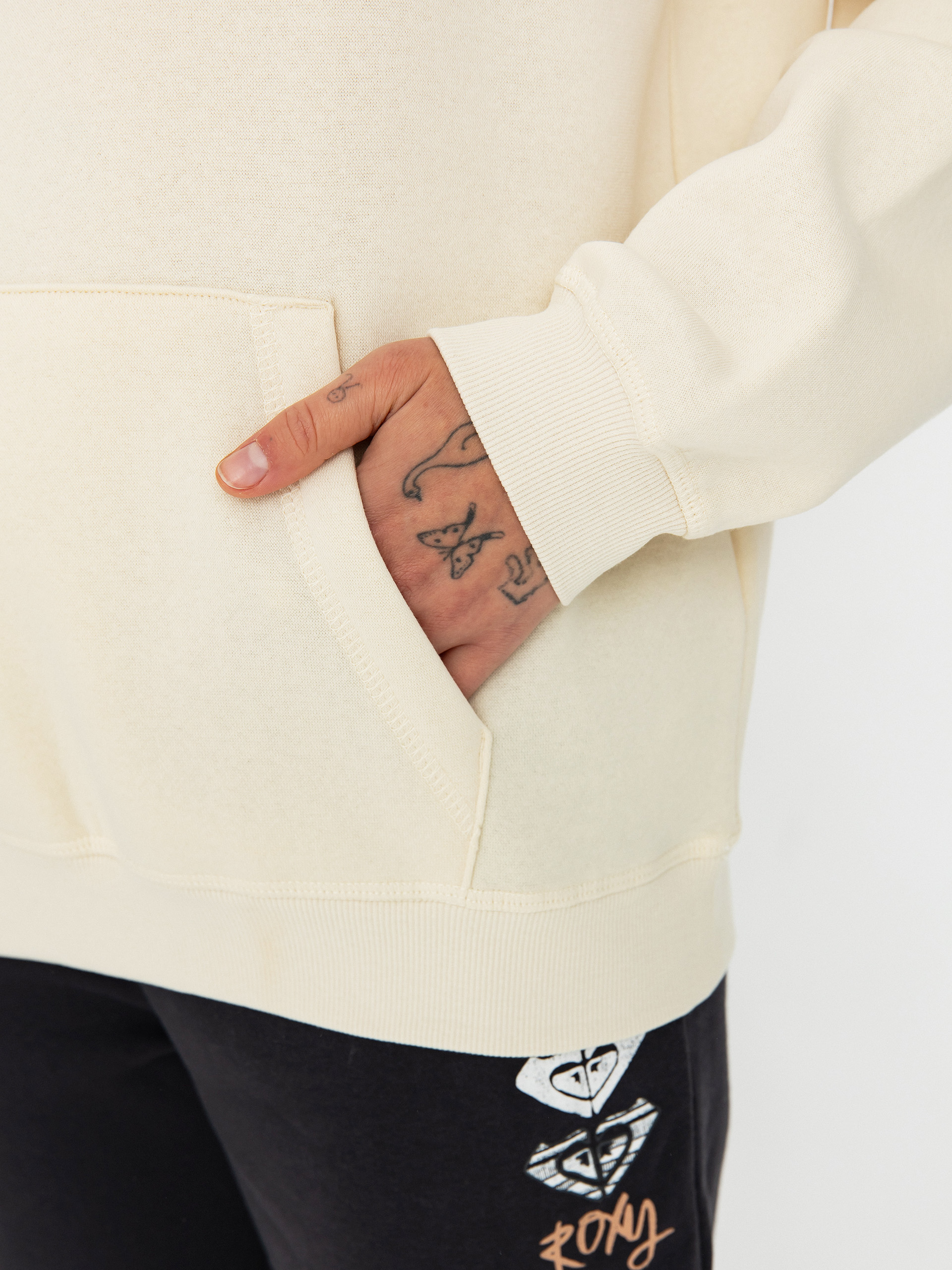 Mikina s kapucí Roxy Surf Stoked Brushed A HD Wmn (parchment)