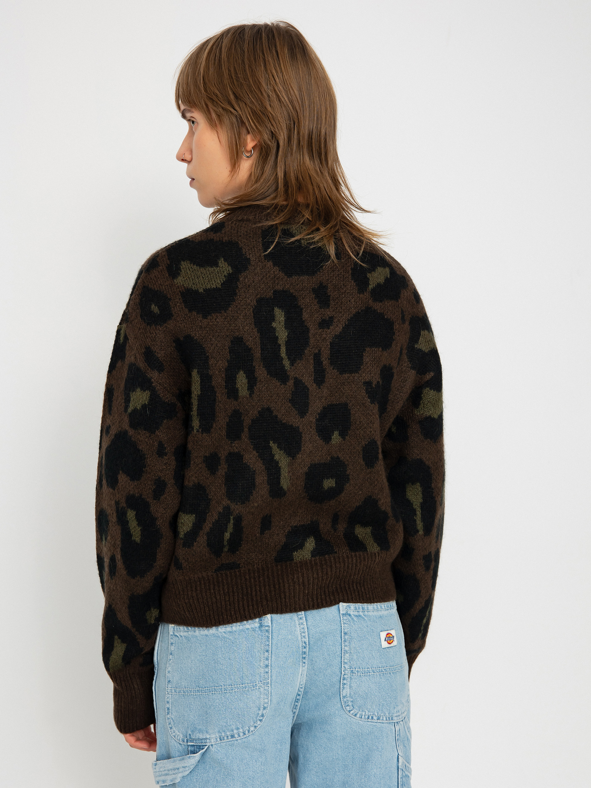 Svetr Carhartt WIP Merton Cardigan Wmn (camo leo jacquard/tamarind)