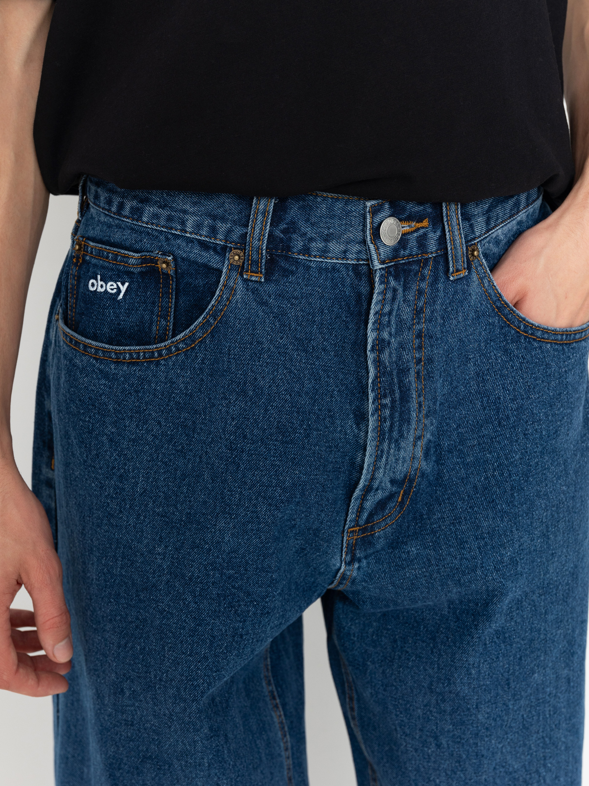 Kalhoty OBEY Bigwig Baggy Denim (stone wash indigo)