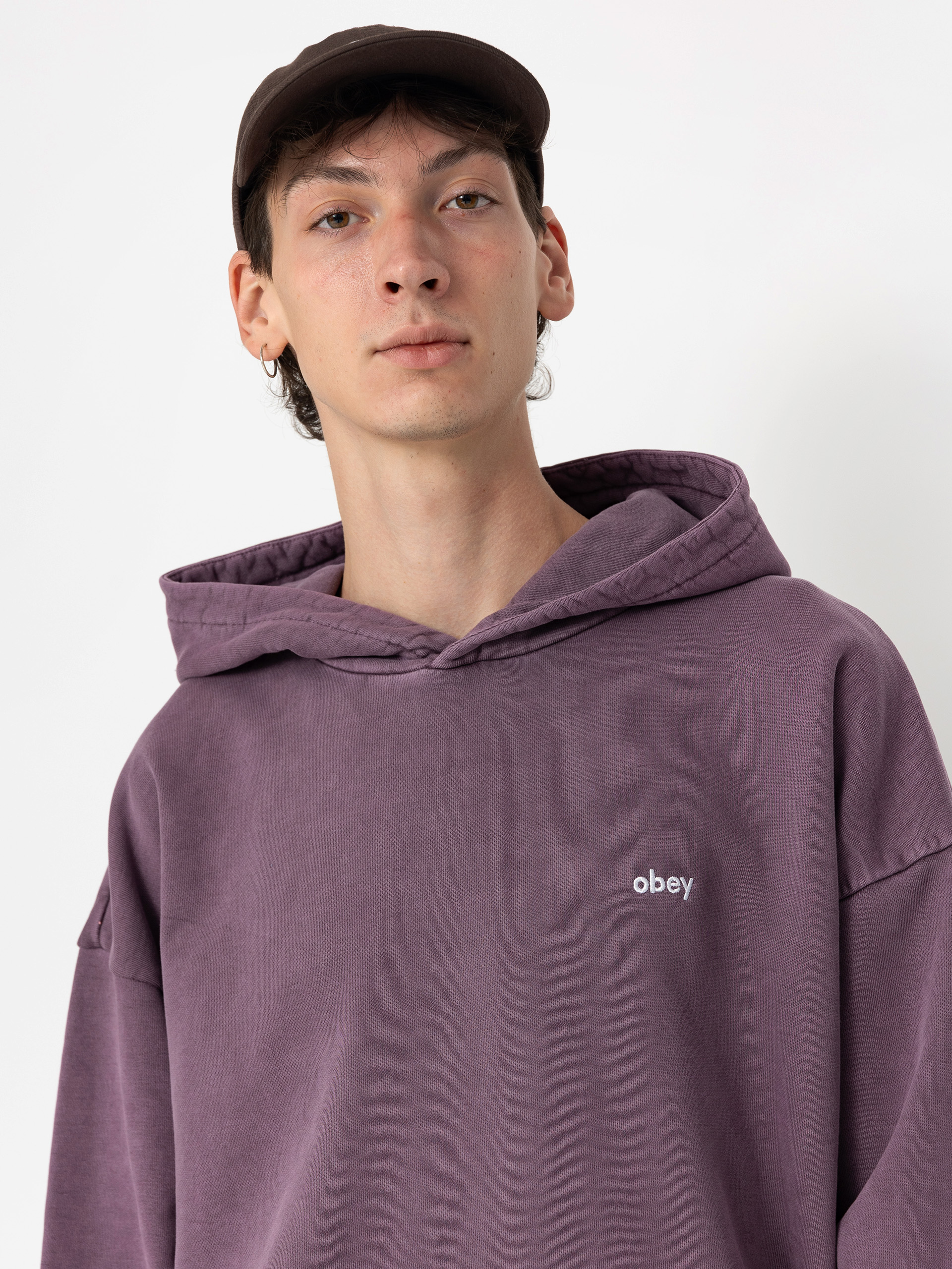 Mikina s kapucí OBEY Lowercase Pigment HD (pigment plum perfect)