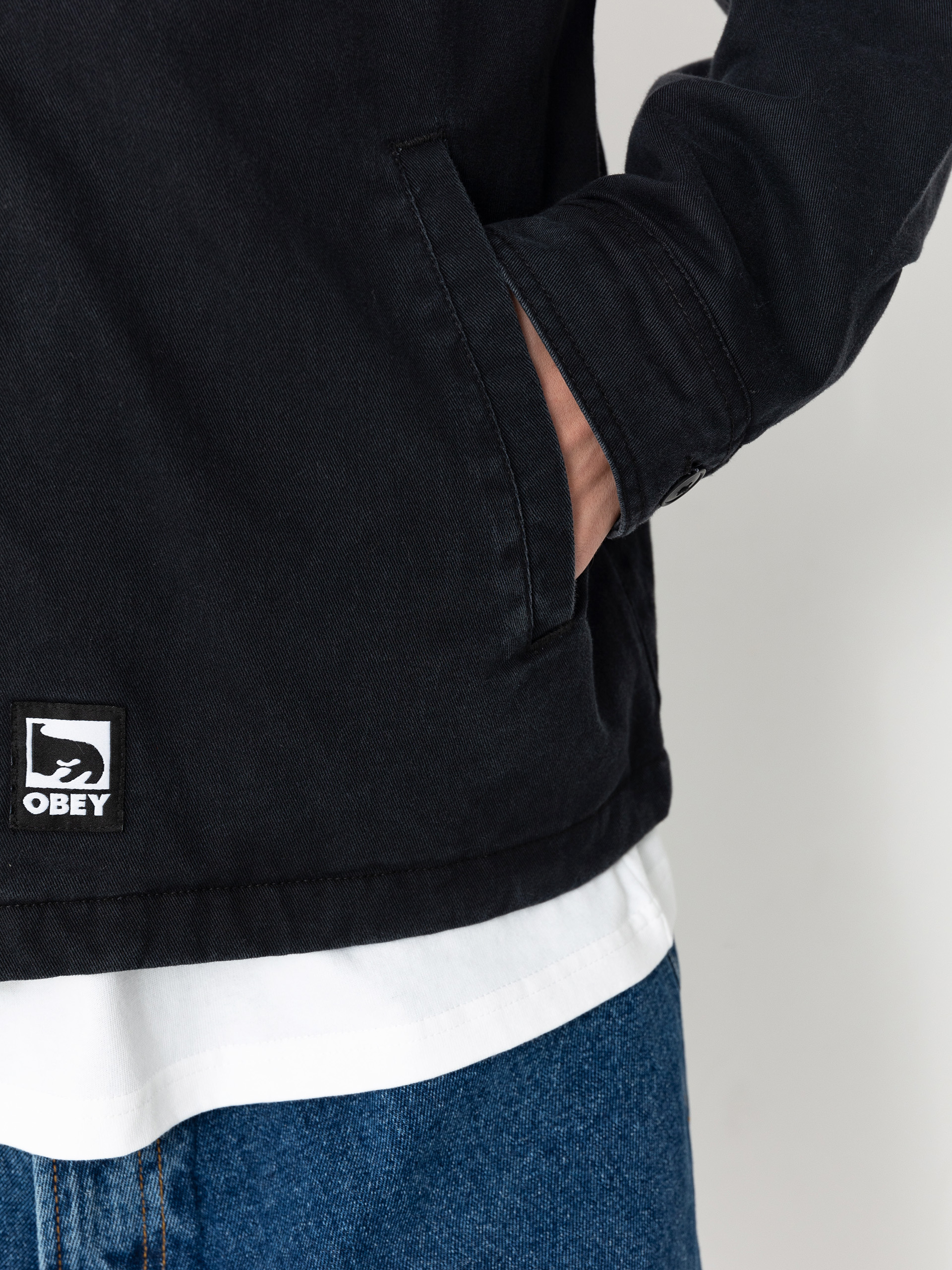 Bunda OBEY Head Jazz Zip Up (digital black faded wash)