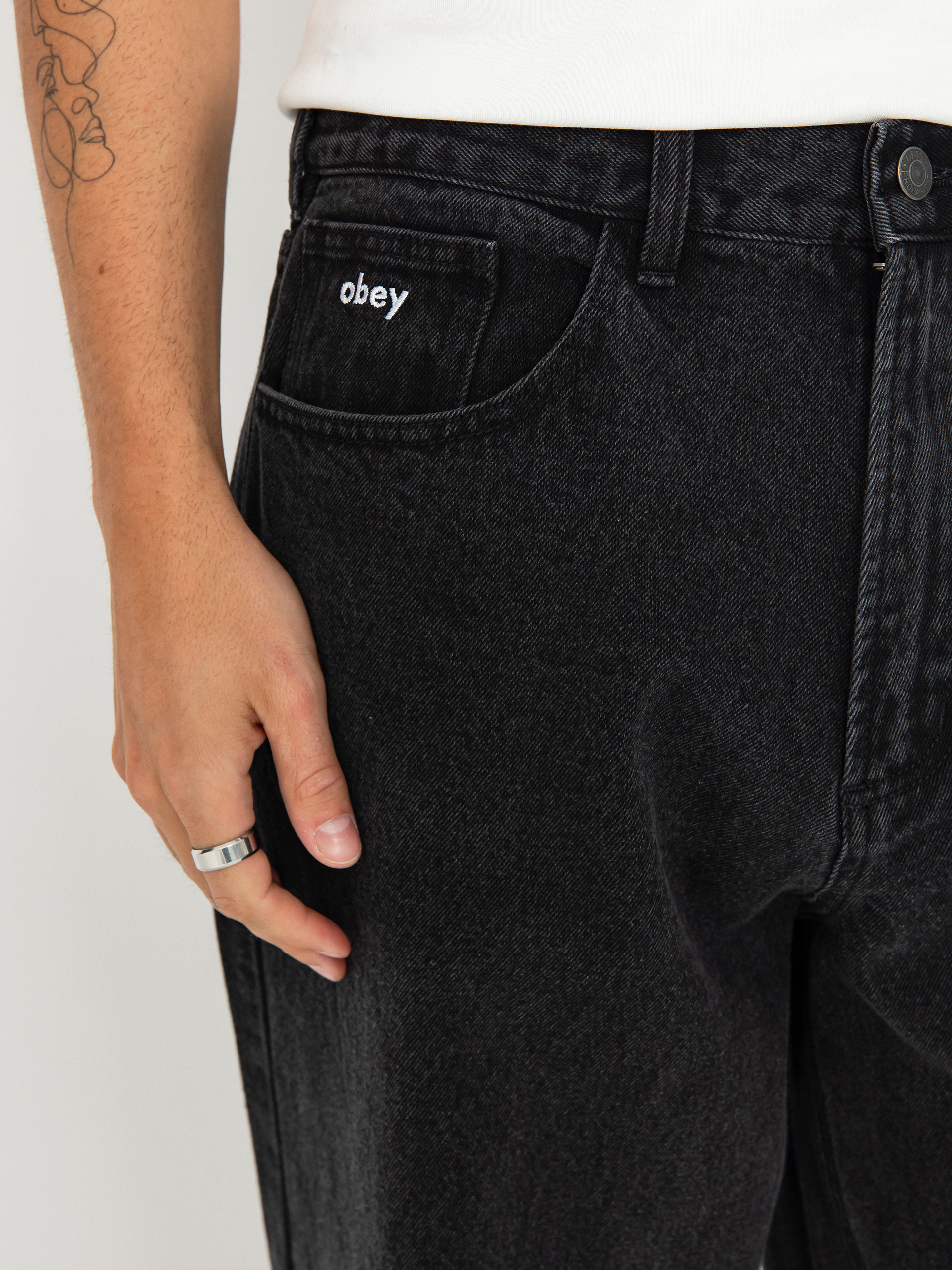 Kalhoty OBEY Bigwig Baggy Denim (faded black)