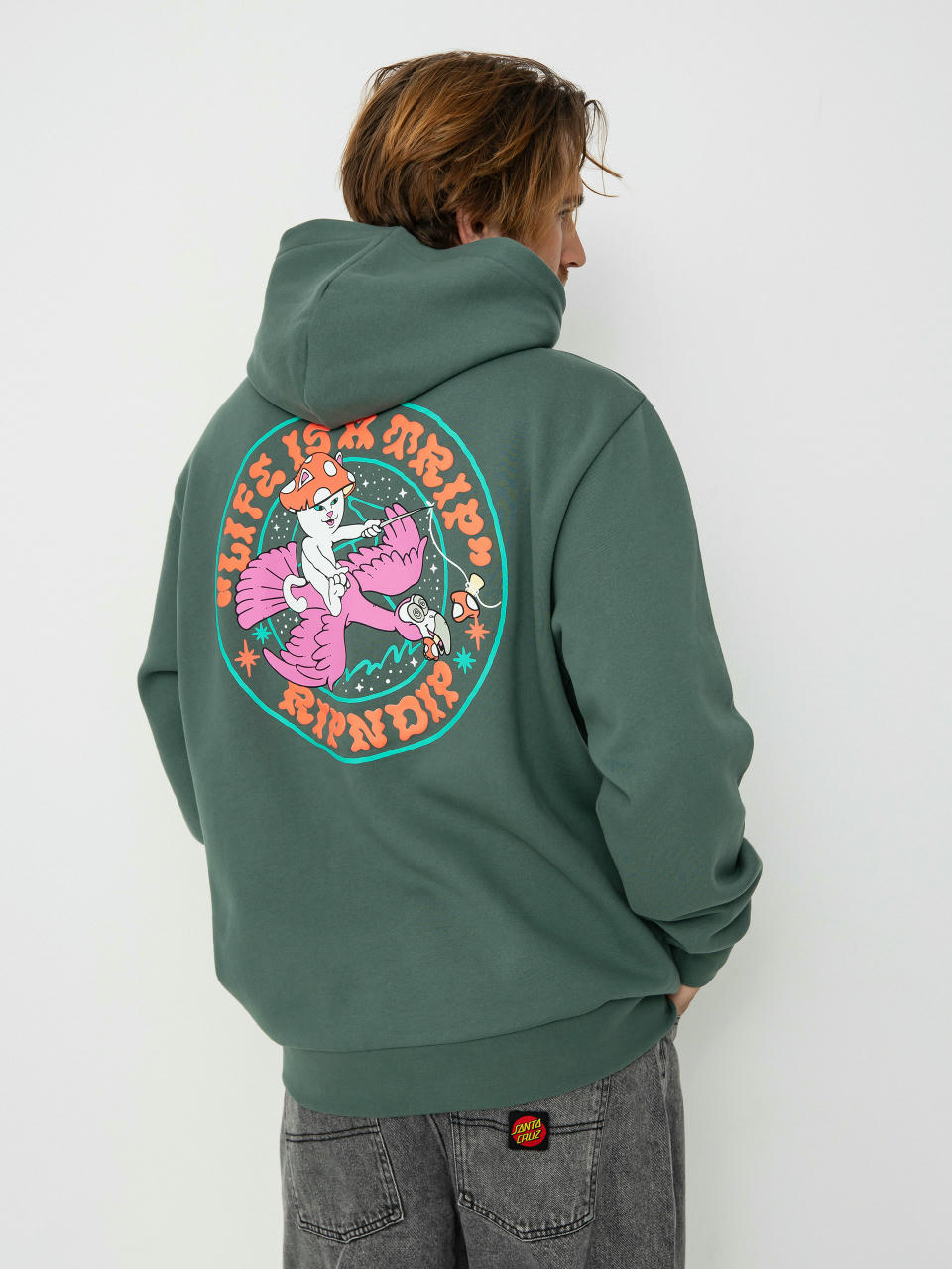 Mikina s kapucí RipNDip Take A Trip HD (alpine green)