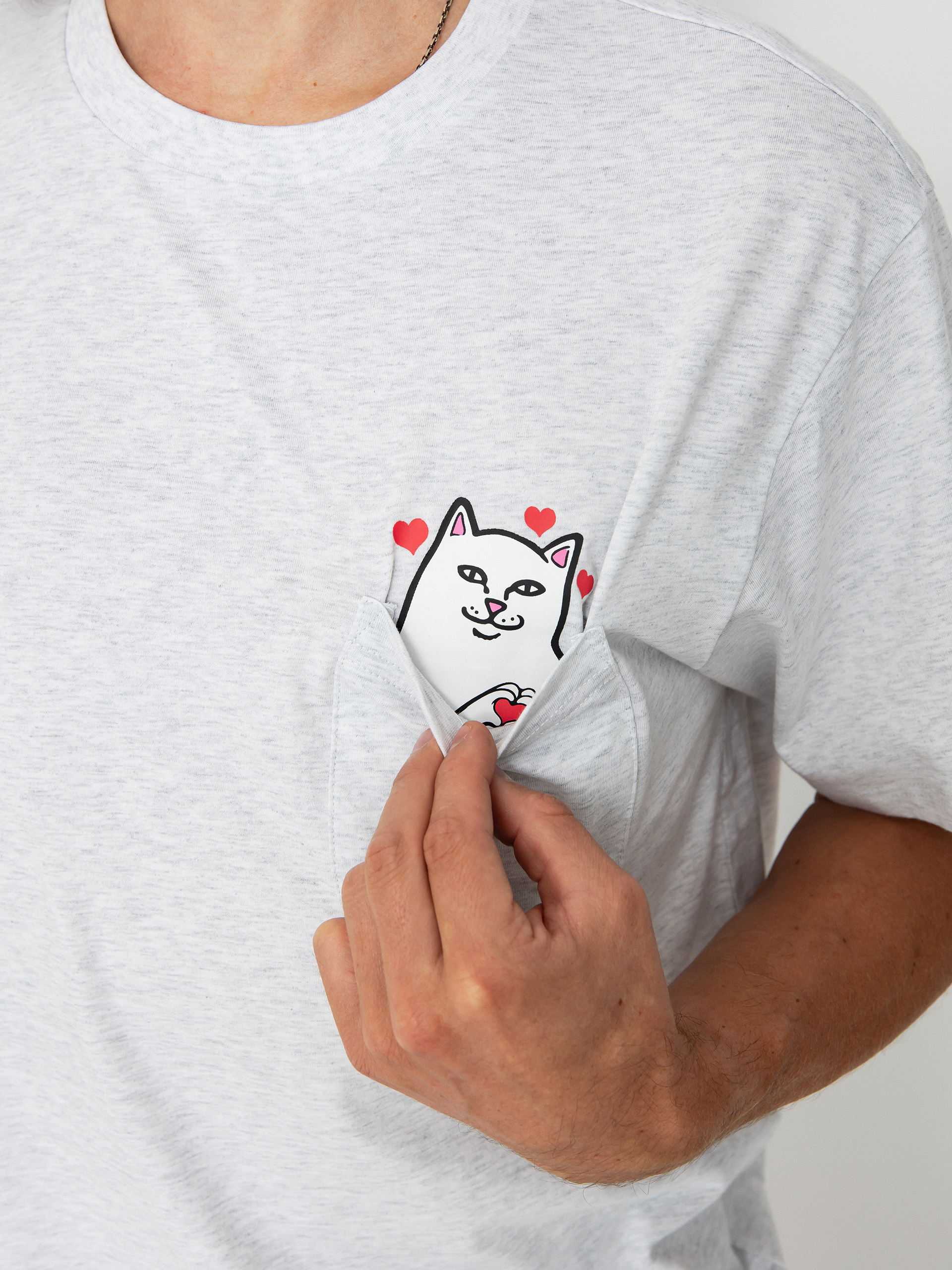 Tričko RipNDip Nermal Loves Pocket (ash heather)