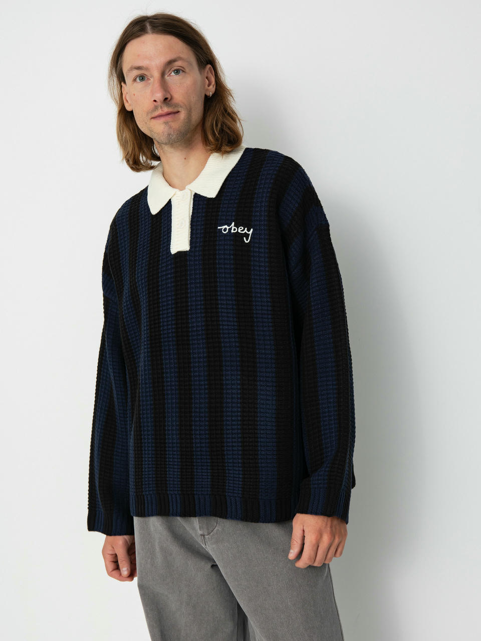 Svetr OBEY Match Polo Sweater Wmn (blue multi)