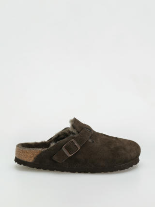 Plážovky Birkenstock Boston Shearling Suede Leather Fur Narrow Wmn (mocha)