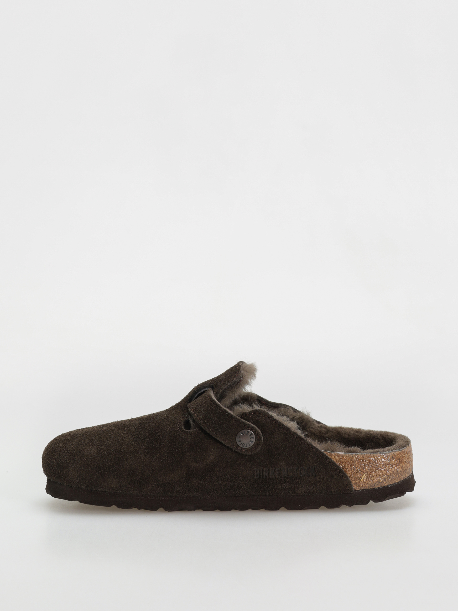 Plážovky Birkenstock Boston Shearling Suede Leather Fur Narrow Wmn (mocha)