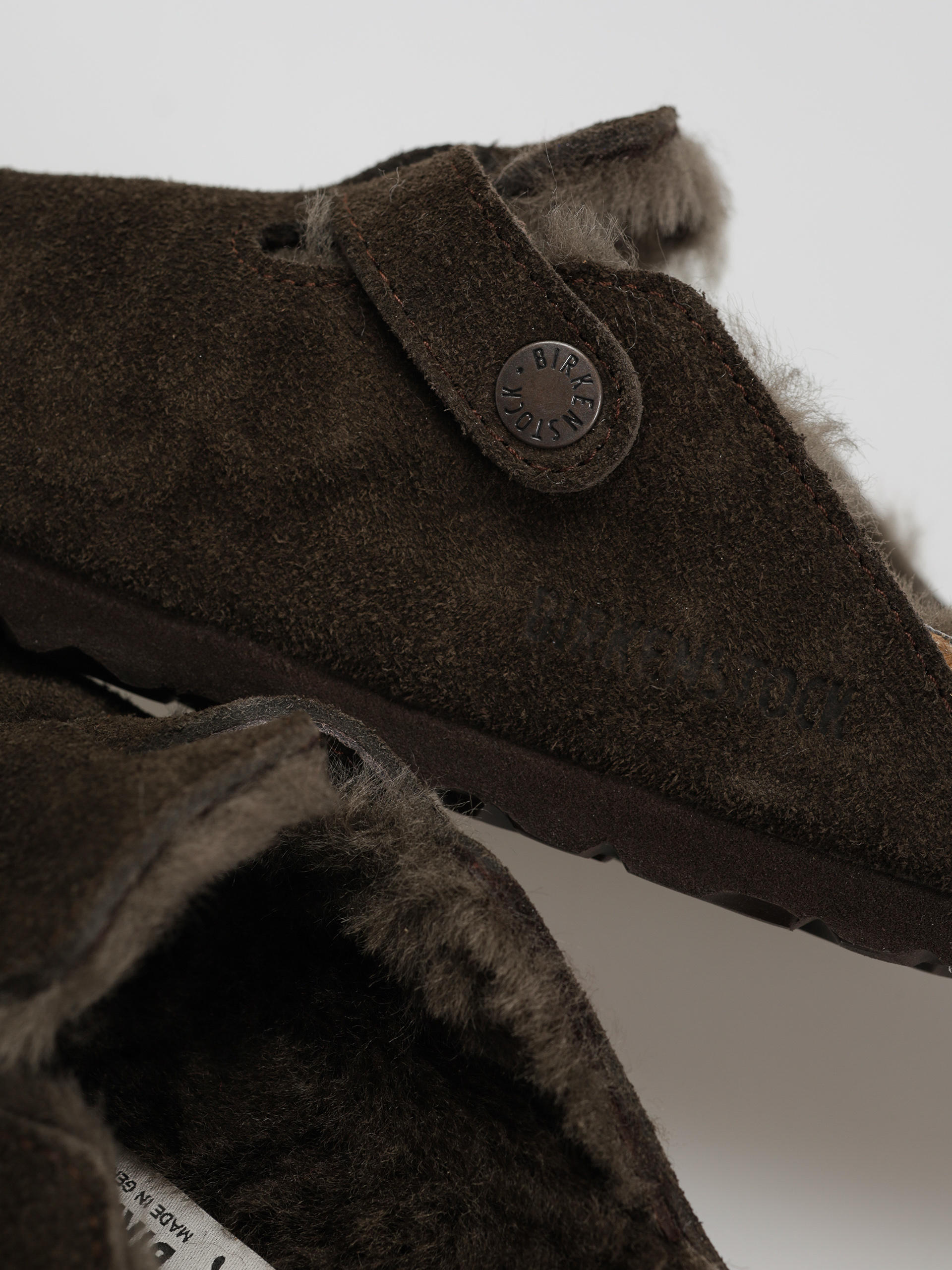 Plážovky Birkenstock Boston Shearling Suede Leather Fur Narrow Wmn (mocha)