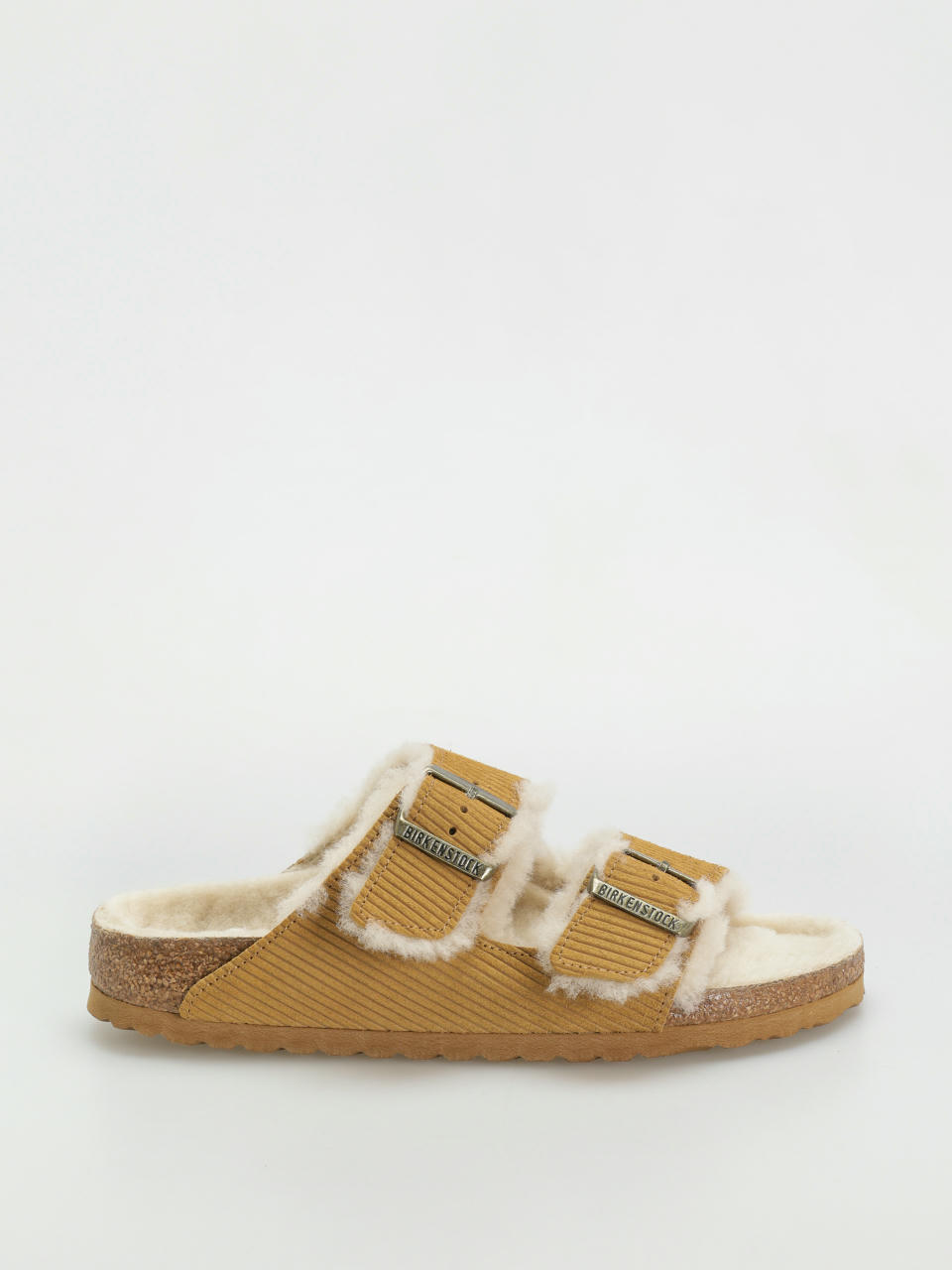 Plážovky Birkenstock Arizona Fell Suede Leather Fur Narrow Wmn (corduroy cork brown)